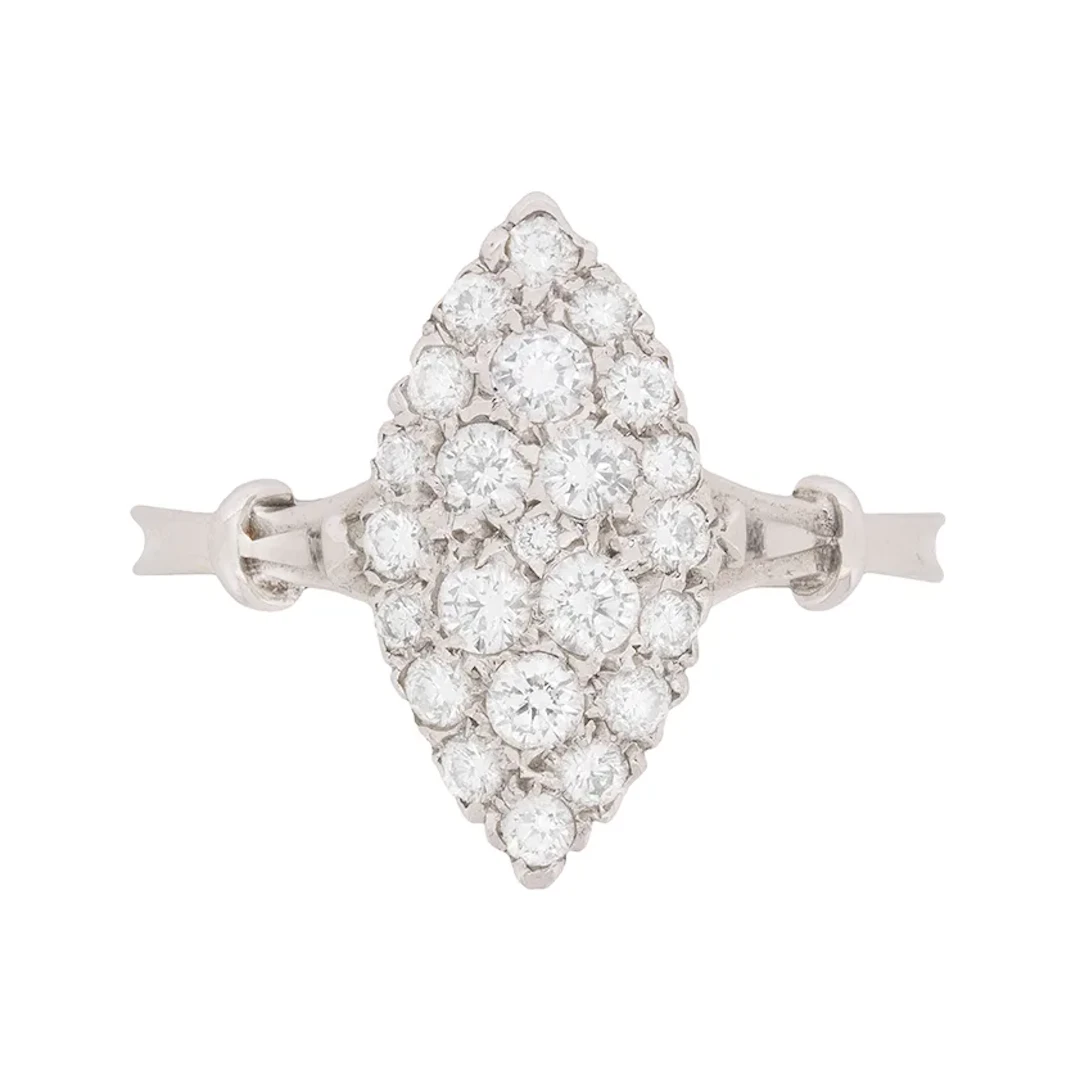 Vintage Marquise-Shaped Diamond Cluster Ring, c.1970s