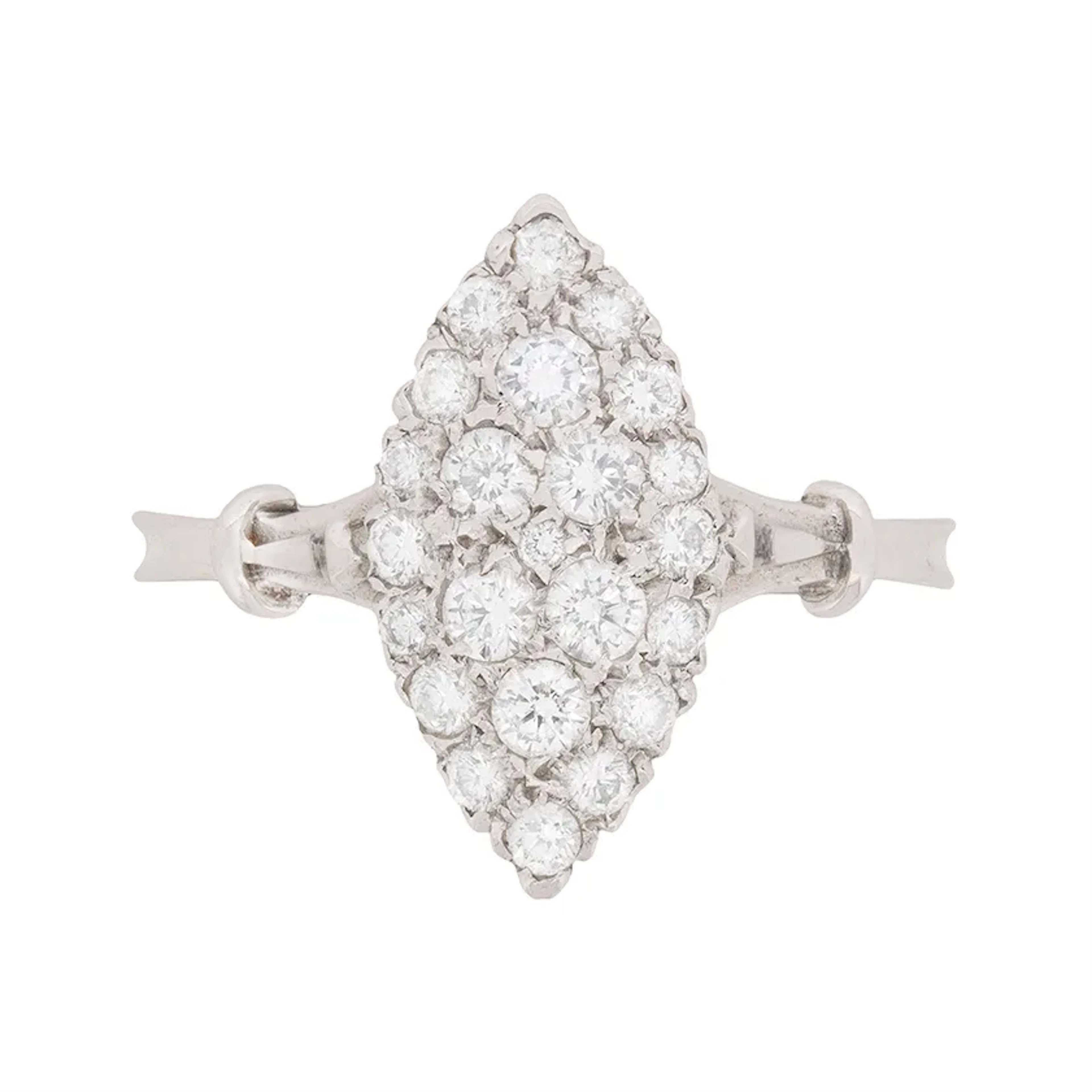 Vintage Marquise-Shaped Diamond Cluster Ring, c.1970s