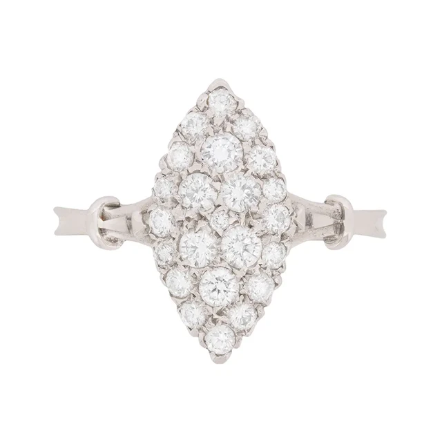 Vintage Marquise-Shaped Diamond Cluster Ring, c.1970s