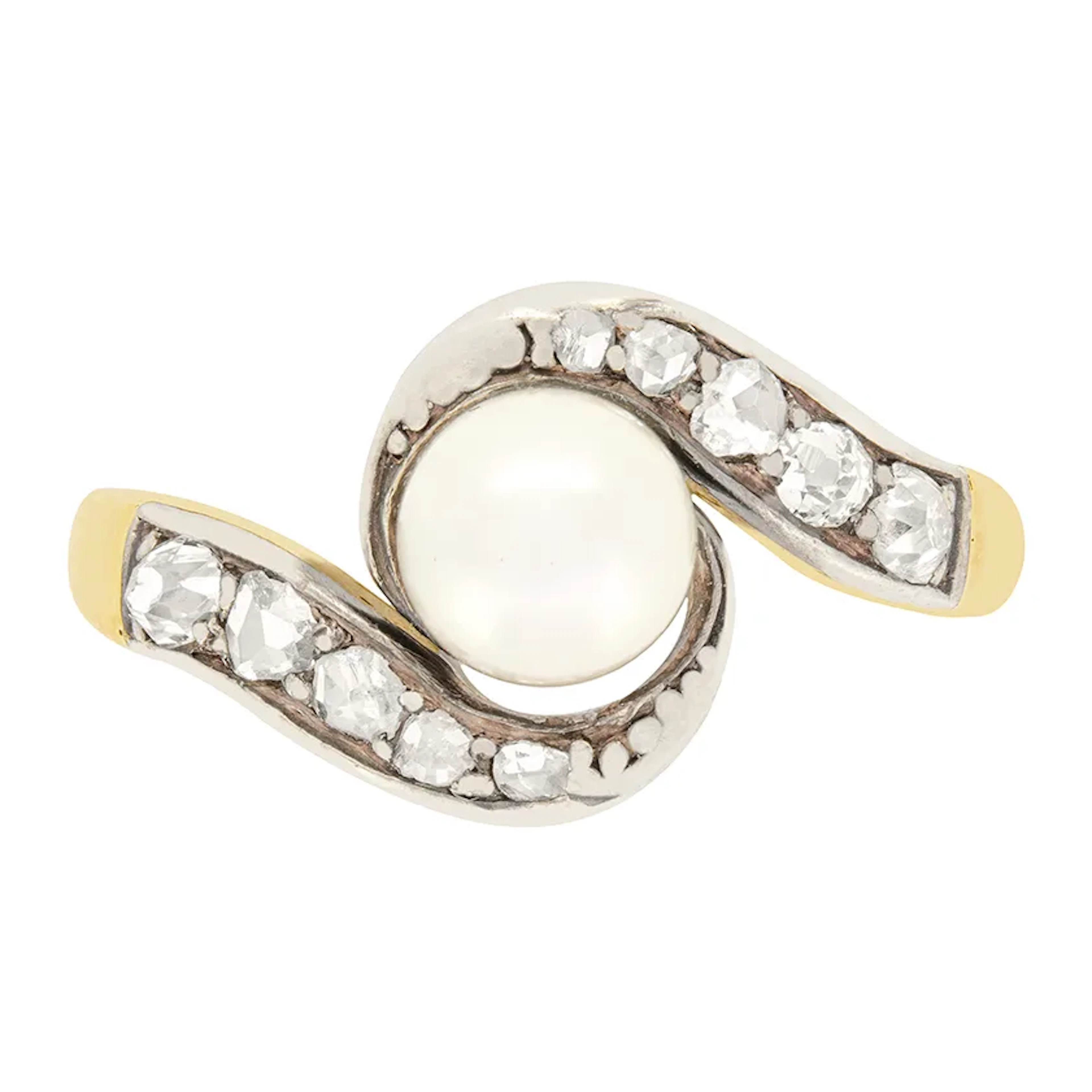 Victorian Pearl and Diamond Twist Ring, c.1900s