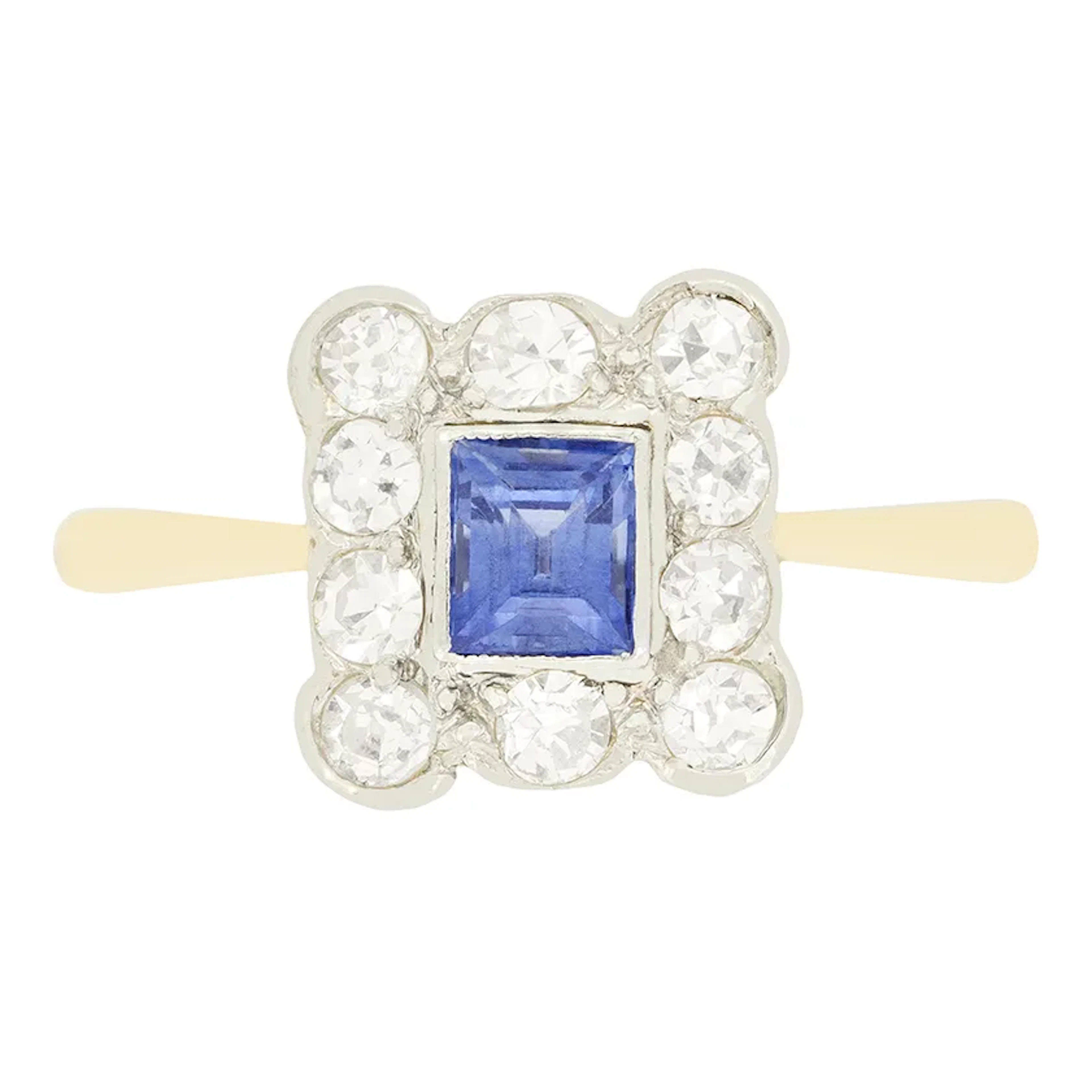 Edwardian 0.50ct Sapphire and Diamond Cluster Ring, c.1910s