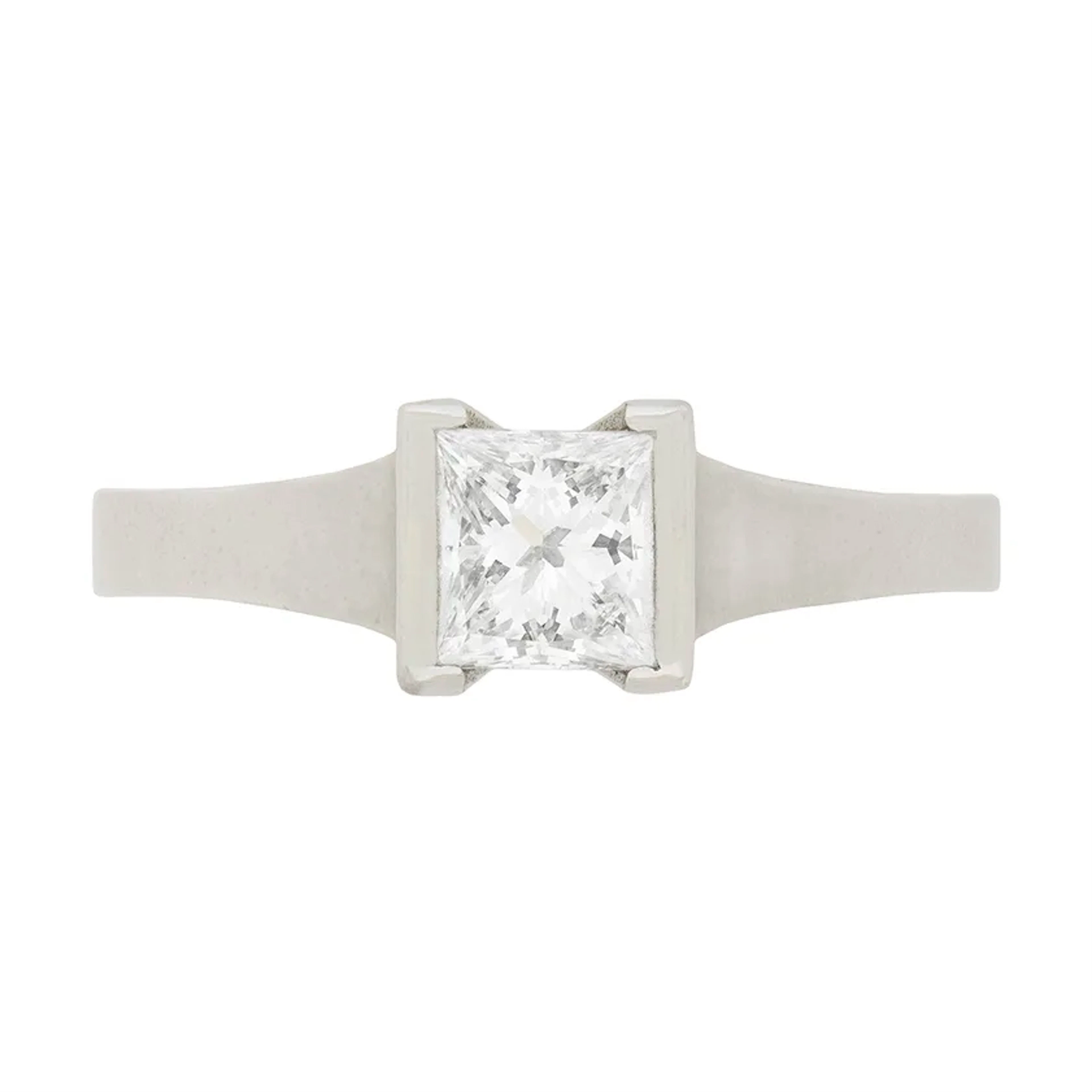 Modern GIA Certified, Princess Cut Diamond Solitaire Engagement Ring
