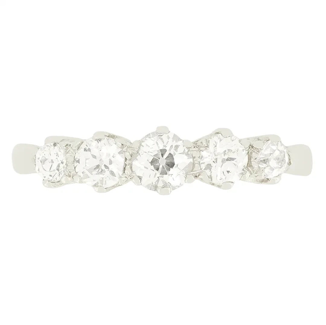 Art Deco 0.95ct Diamond Five Stone Ring, c.1920s
