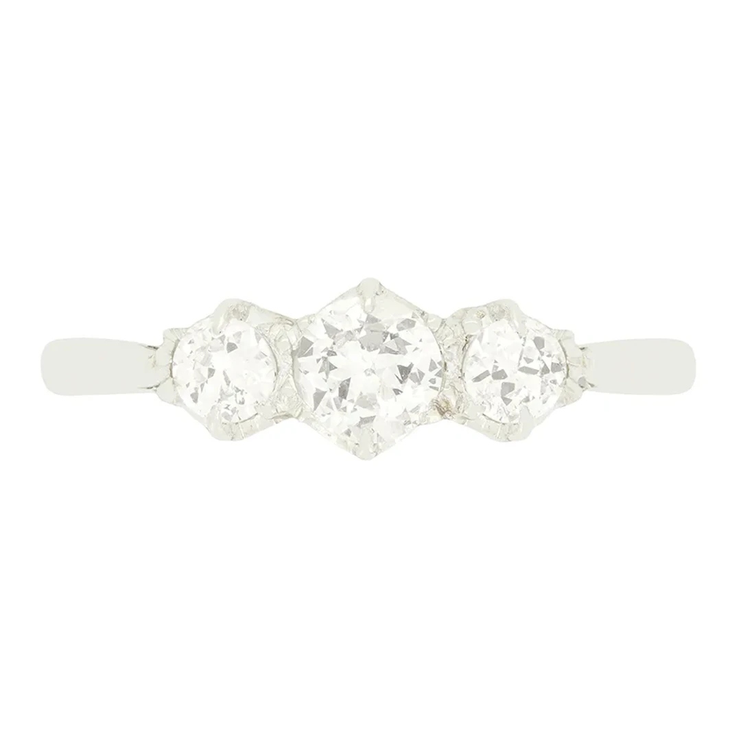 Art Deco 0.80ct Diamond Trilogy Ring, c.1920s