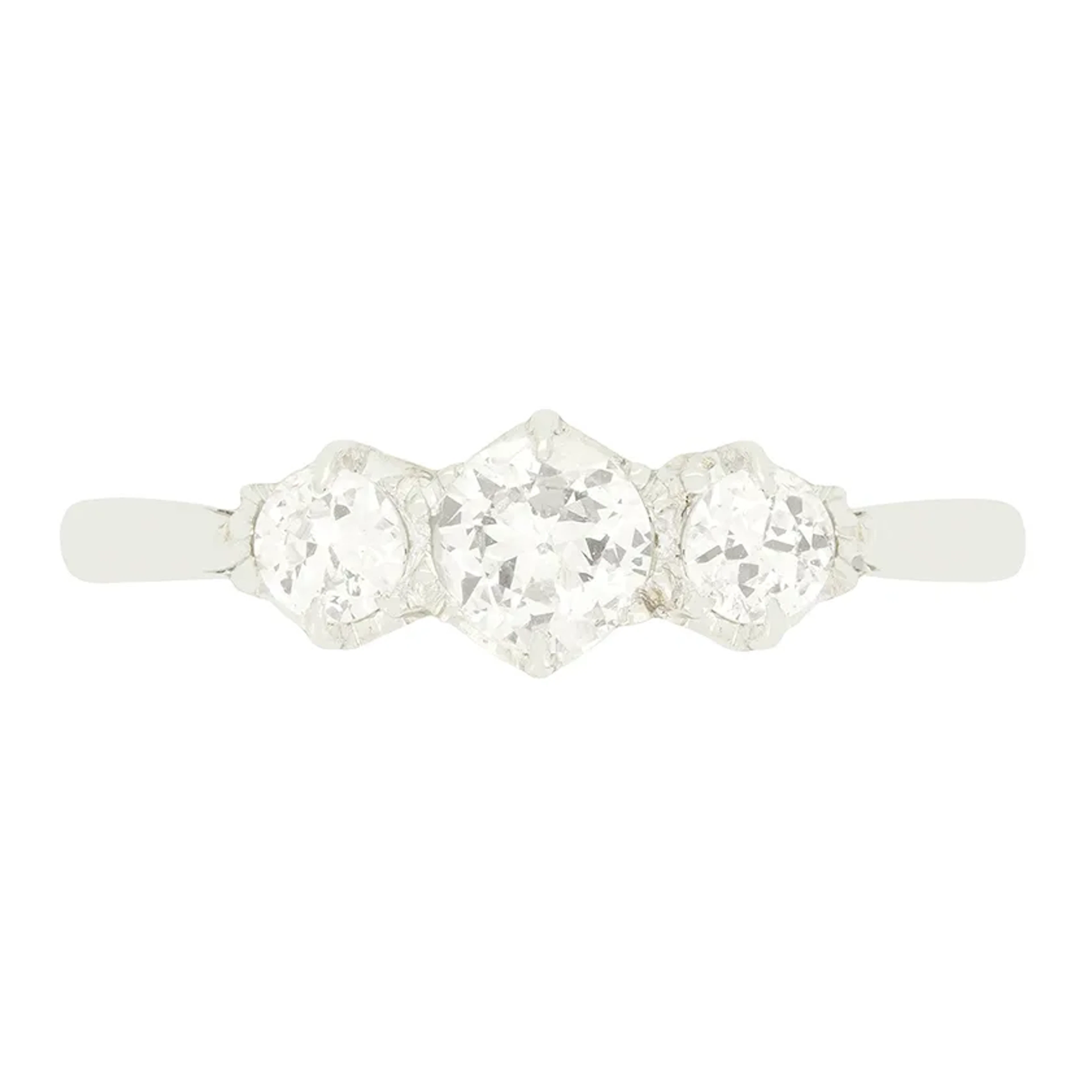 Art Deco 0.80ct Diamond Trilogy Ring, c.1920s