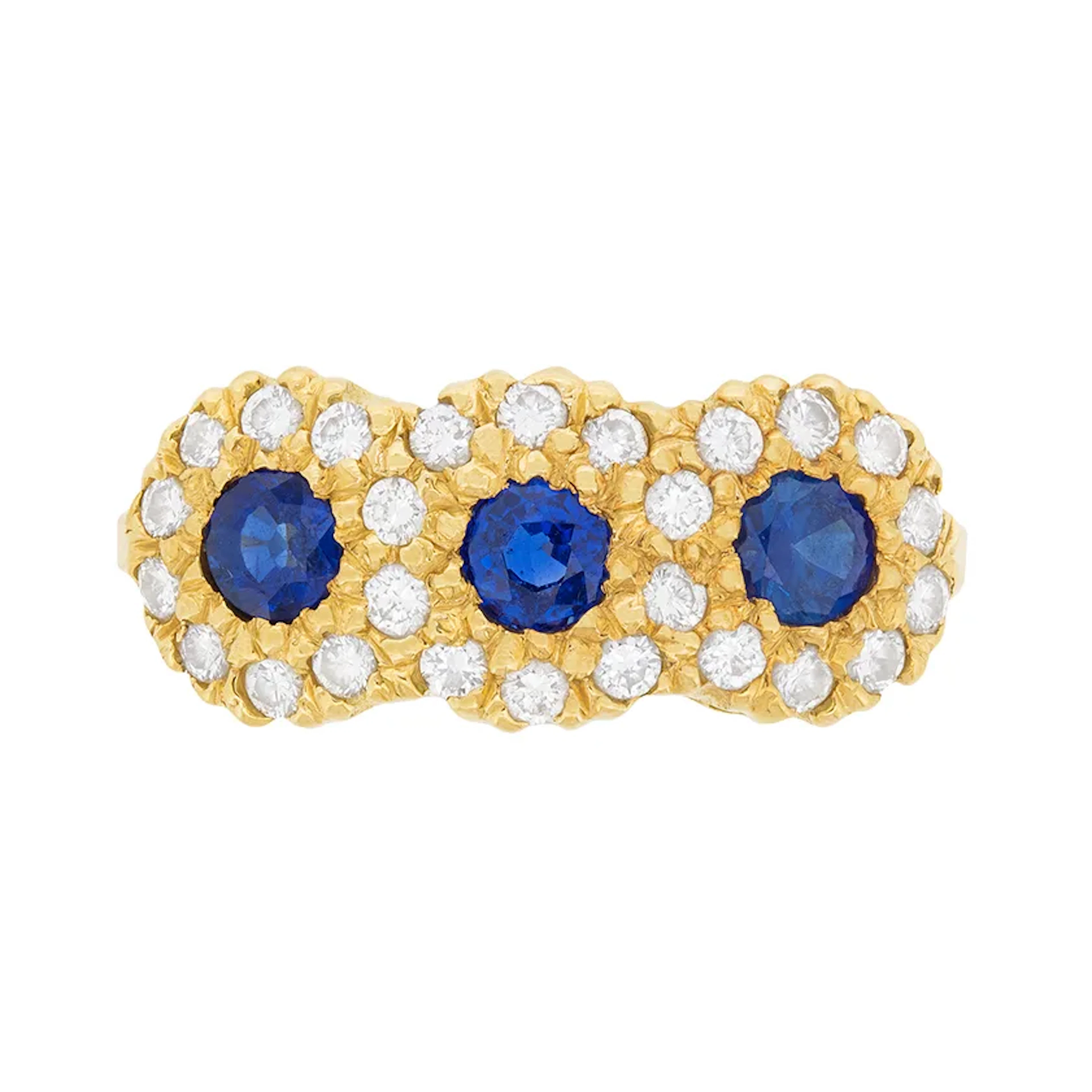 Vintage Sapphire and Diamond Cluster Ring, c.1970s