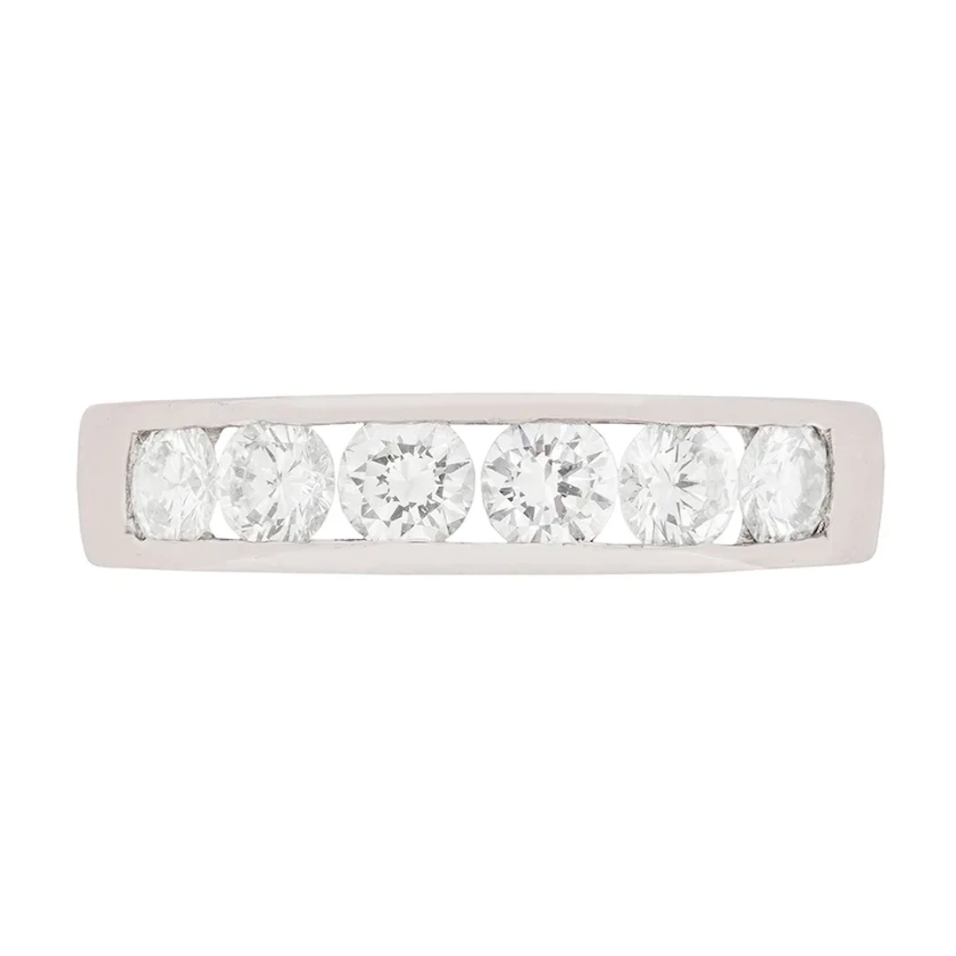 Channel Set 1.20 Carat Six Stone Round Brilliant Cut Diamond Band