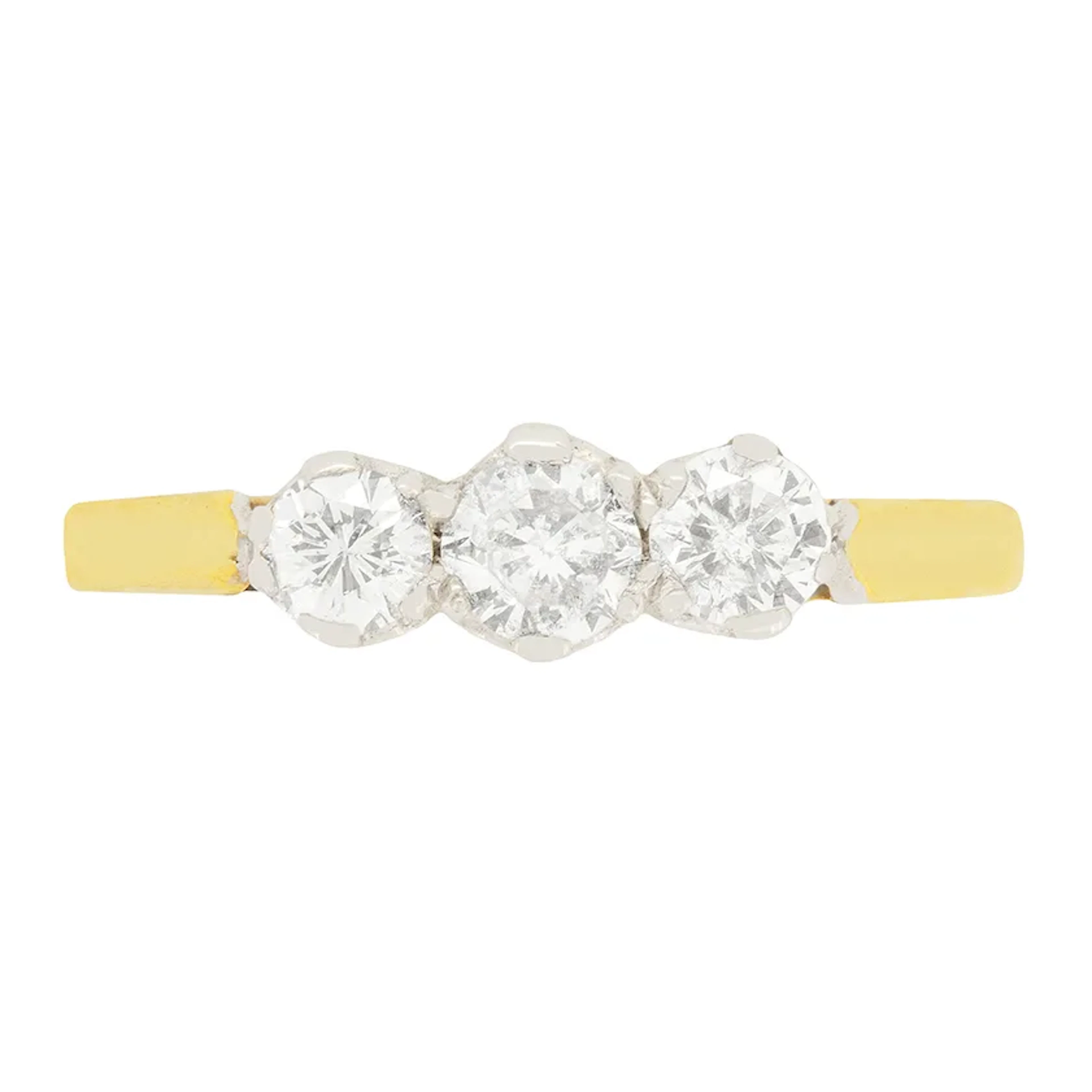 Vintage 0.70ct Three Stone Diamond Ring, c.1970s