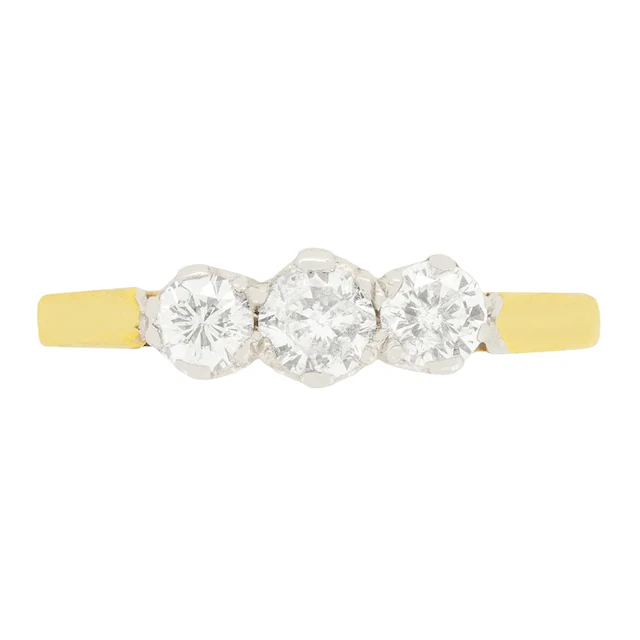 Vintage 0.70ct Three Stone Diamond Ring, c.1970s