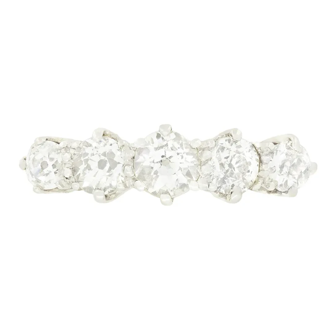 Art Deco 1.40ct Diamond Five Stone Ring, c.1920s