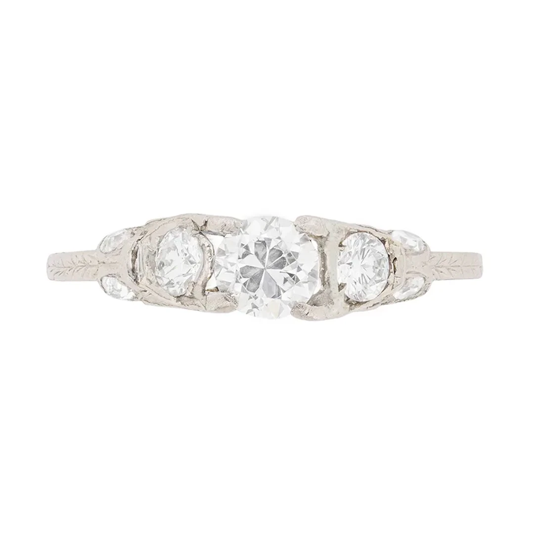 Art Deco 0.70ct Diamond Three Stone Engagement Ring, c.1920s