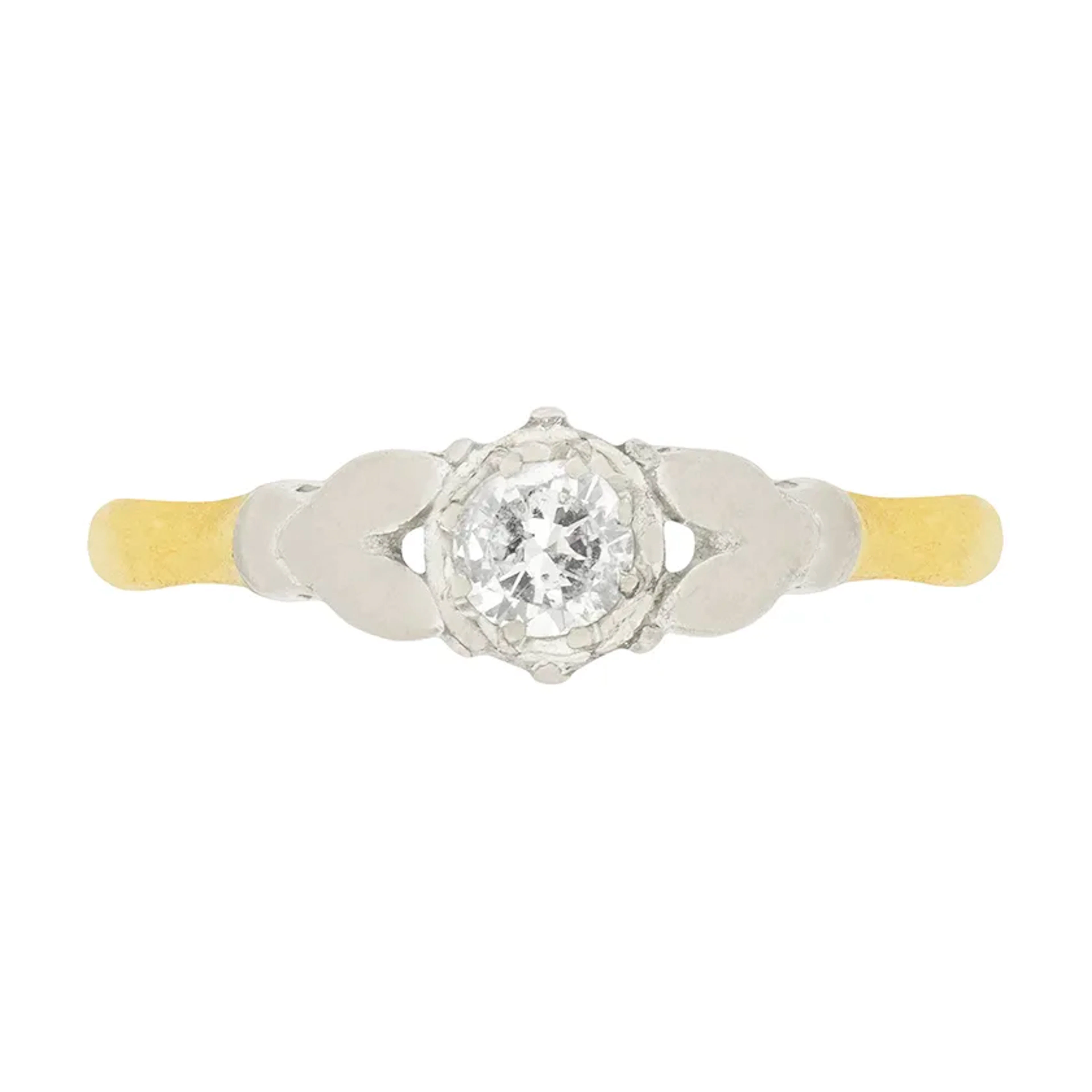 Late Deco 0.30ct Diamond Solitaire Engagement Ring, c.1940s
