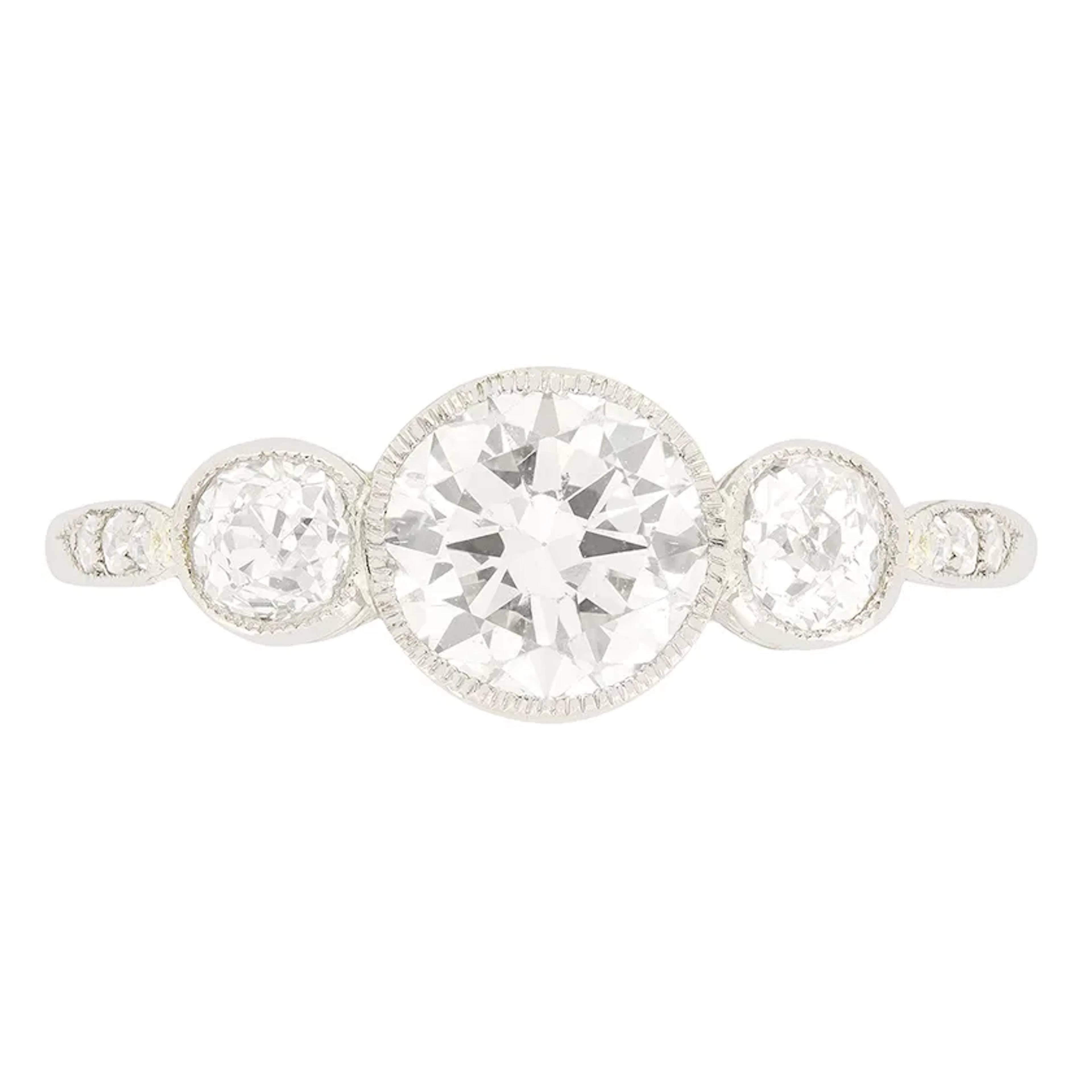 Art Deco 1.30ct diamond Trilogy Ring, c.1920s