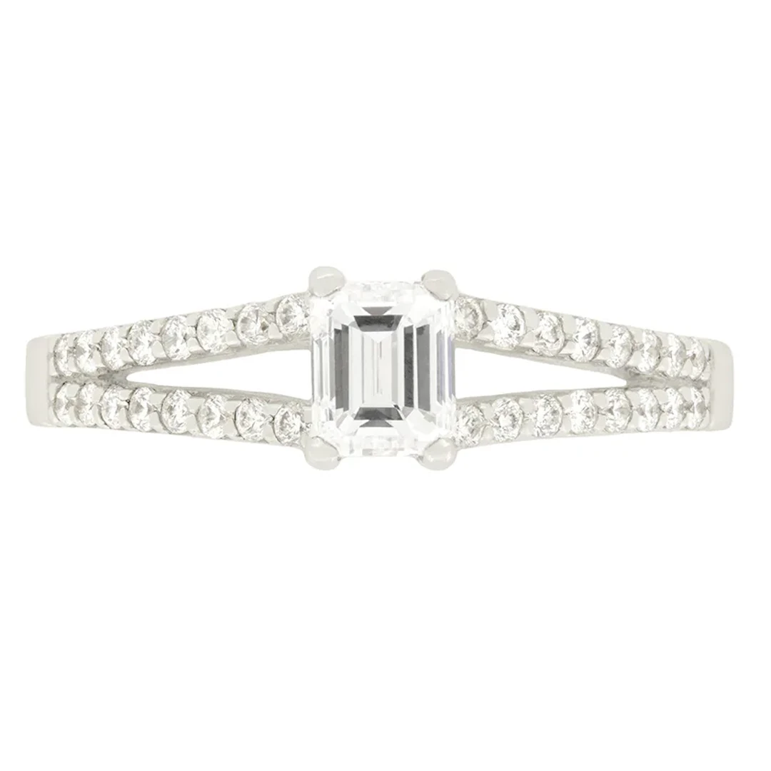 Contemporary 0.50ct Emerald Cut Diamond Engagement Ring