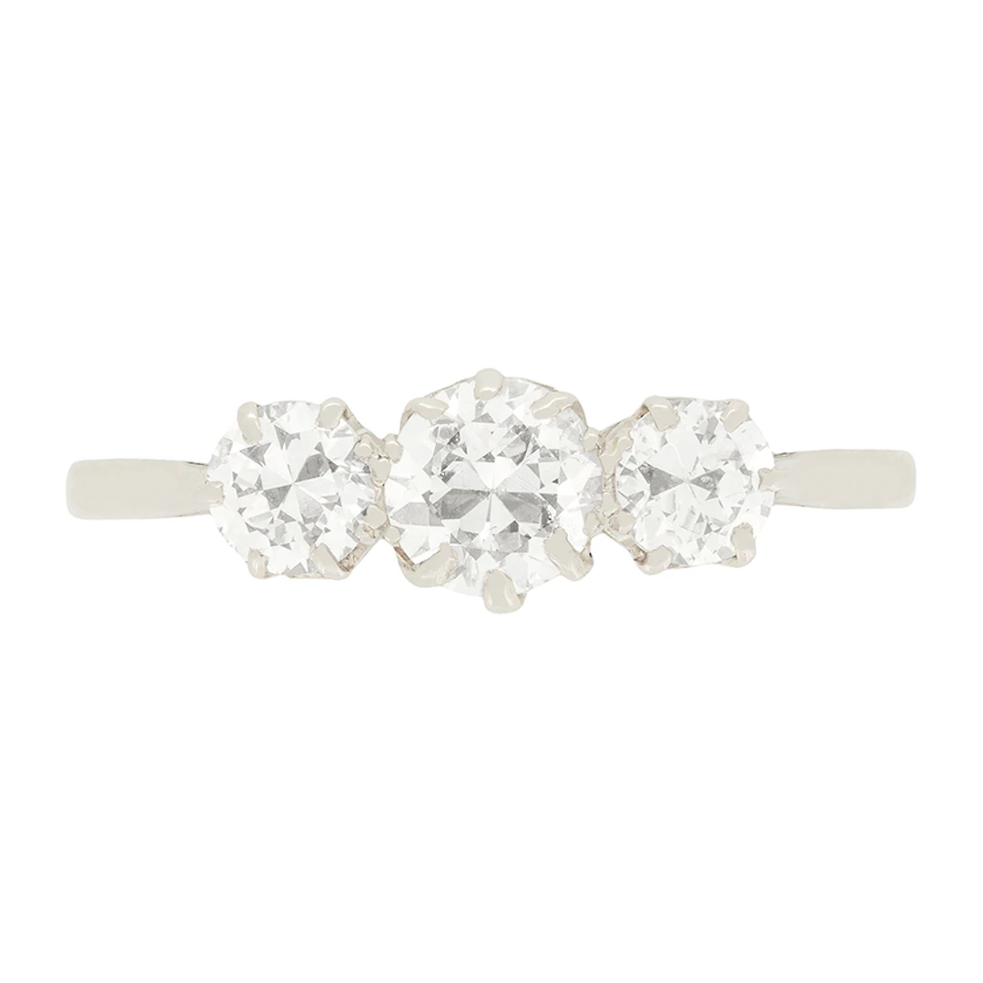 Art Deco 1.20ct Diamond Three Stone Ring c.1920s