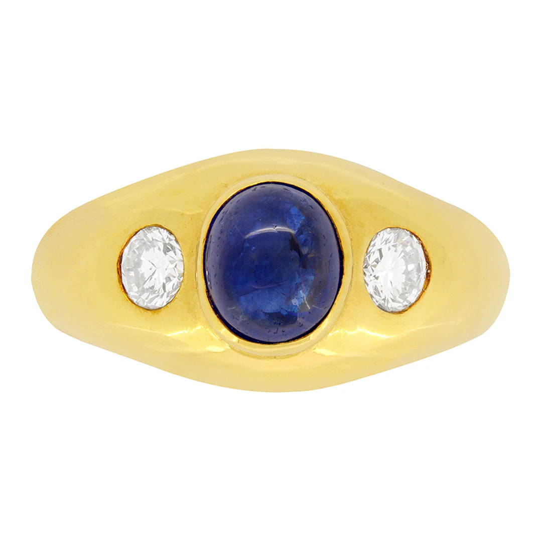 Cartier Vintage Cabochon Sapphire and Diamond Gypsy Ring, c.1980s