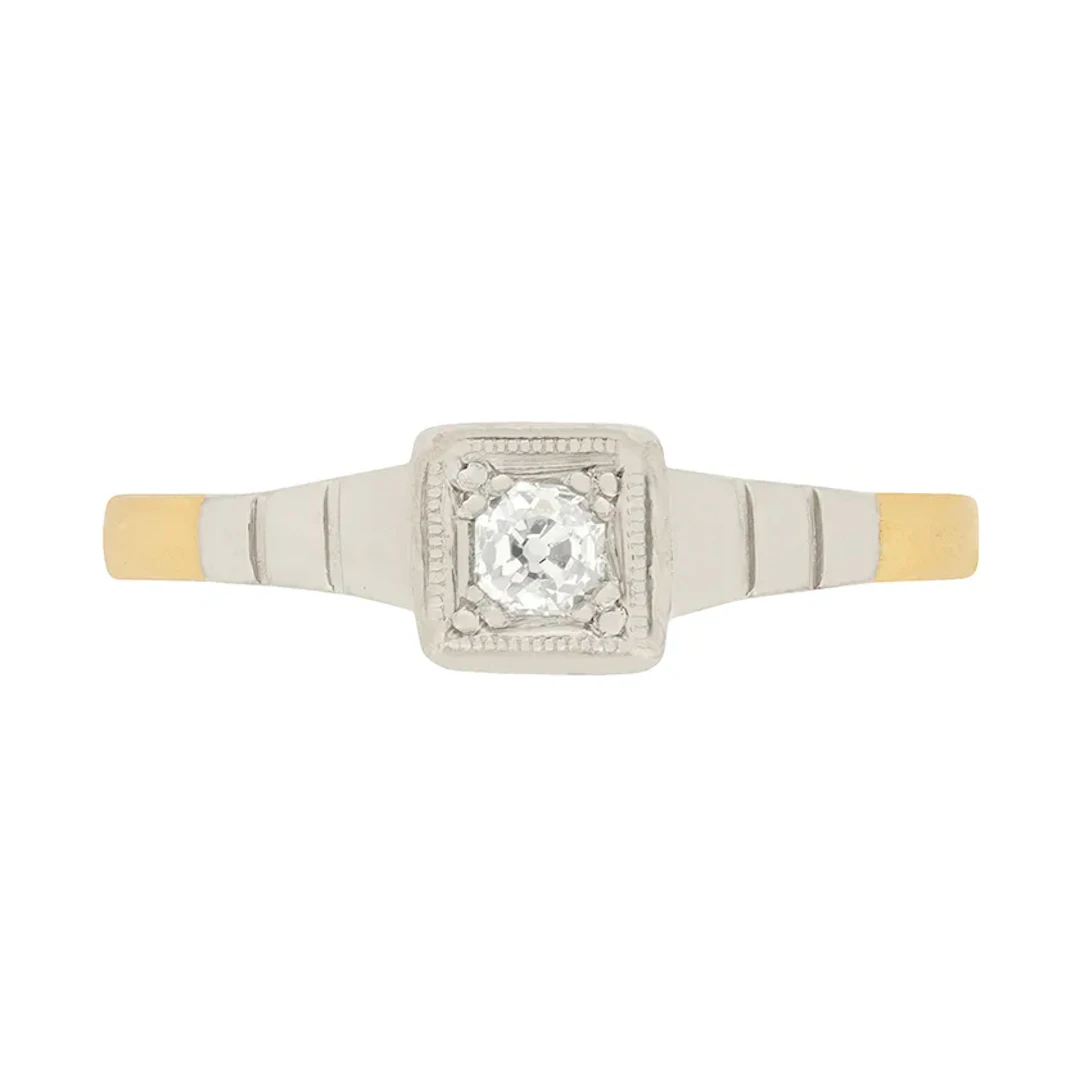 Edwardian 0.15ct Old Cut Diamond Solitaire Ring, c.1910s