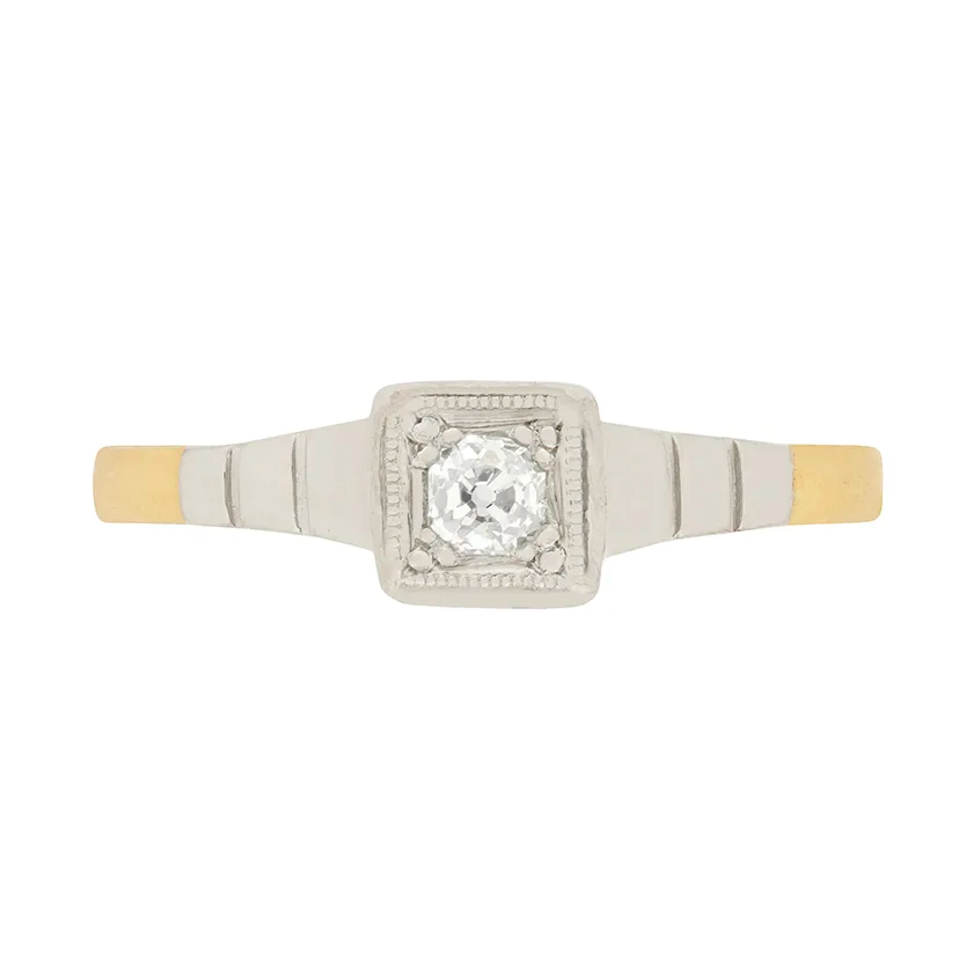 Edwardian 0.15ct Old Cut Diamond Solitaire Ring, c.1910s