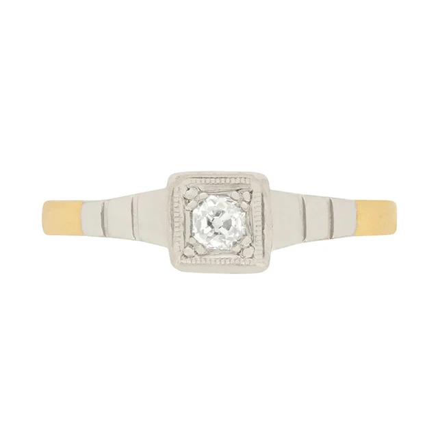 Edwardian 0.15ct Old Cut Diamond Solitaire Ring, c.1910s