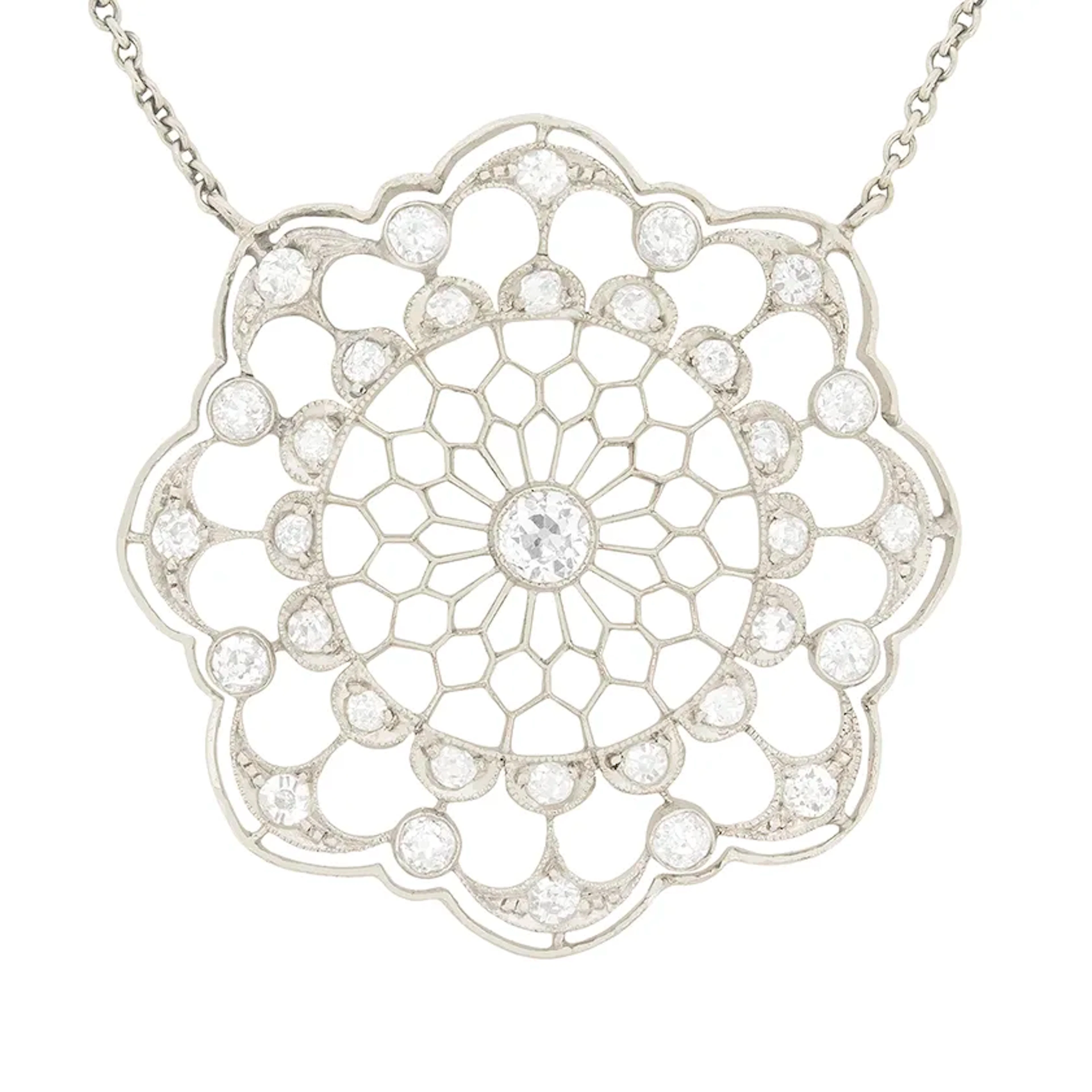 Art Deco 0.92ct Diamond Pendant Necklace, c.1920s