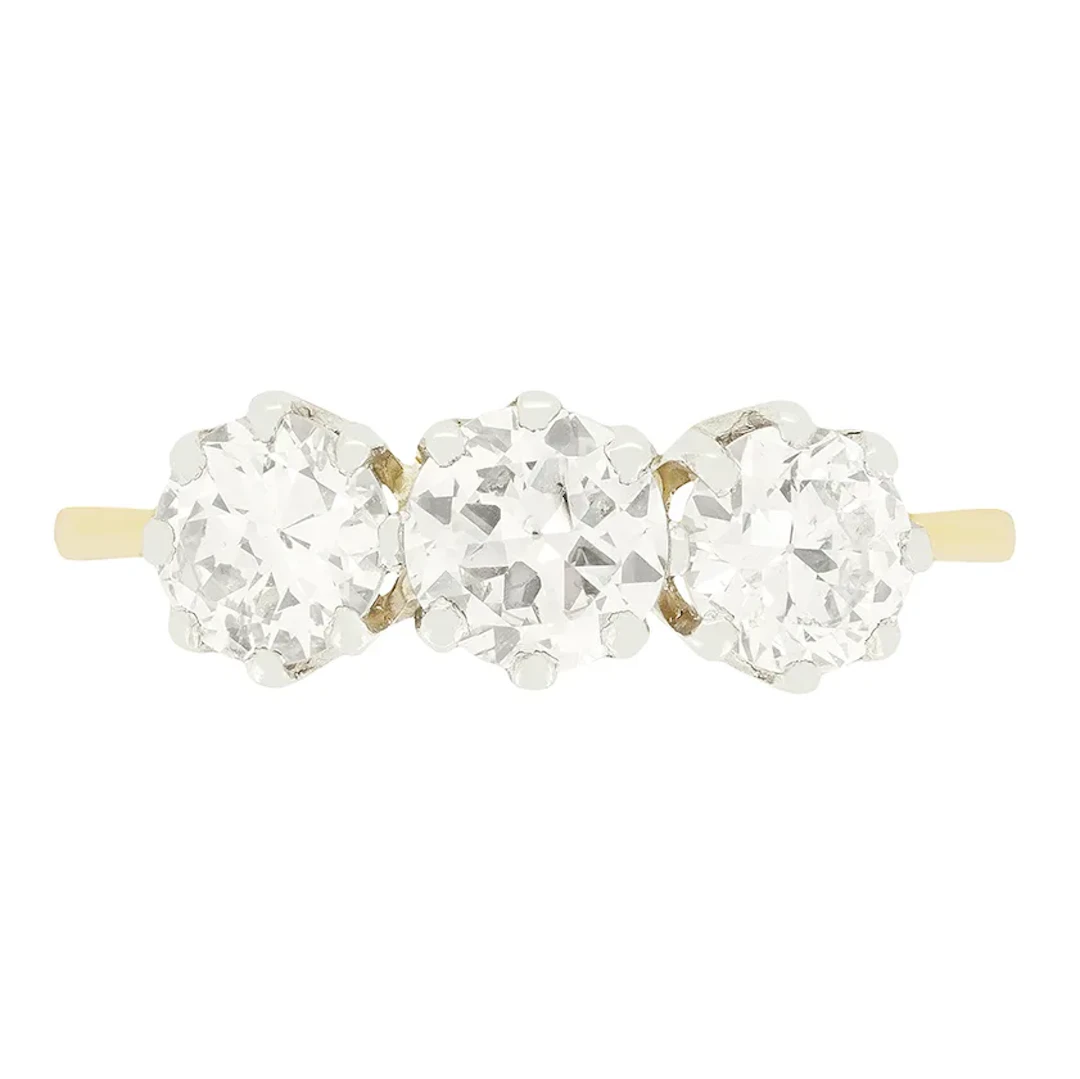 Late Deco 1.00ct Diamond Trilogy Ring, c.1930s