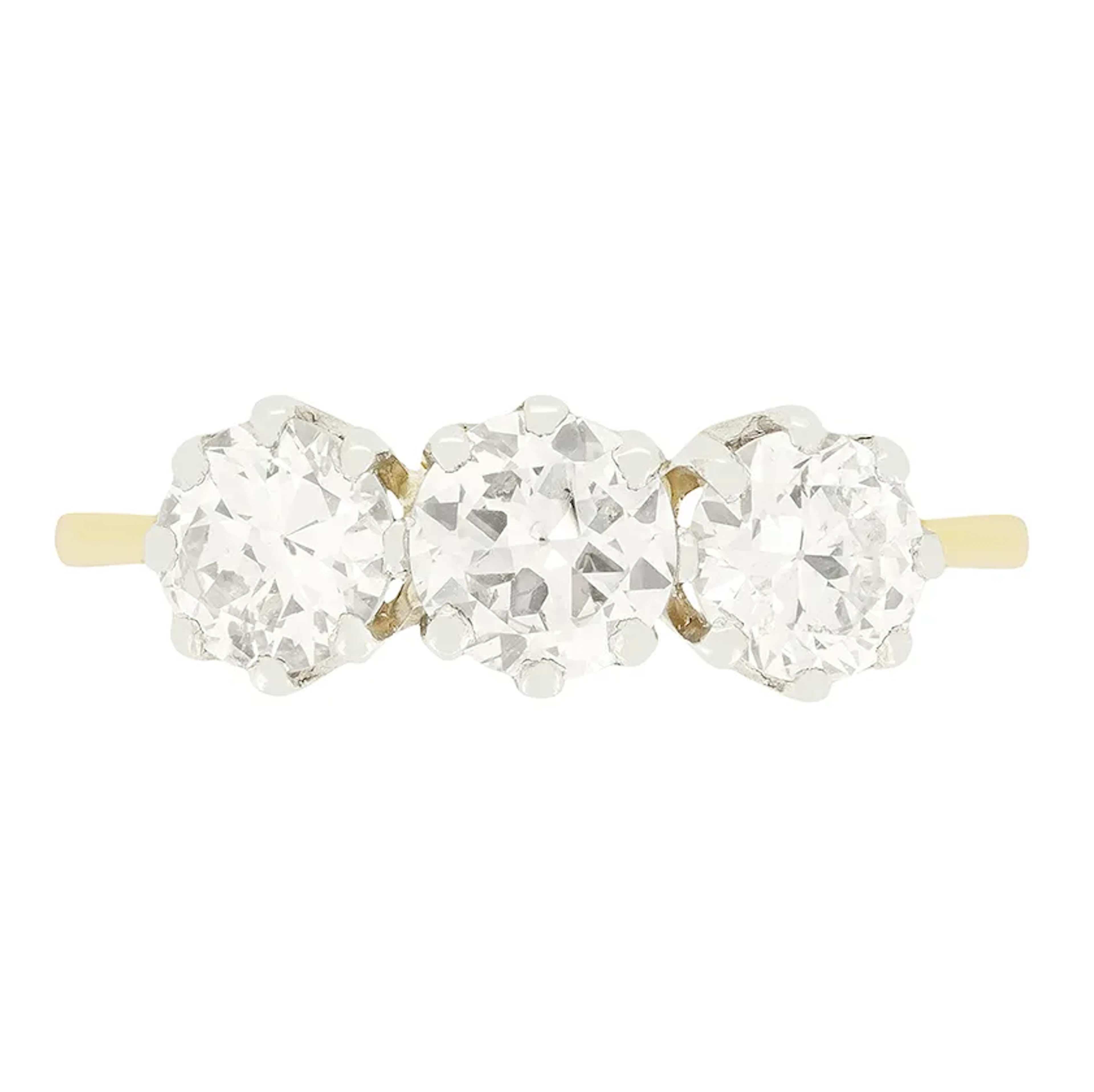 Late Deco 1.00ct Diamond Trilogy Ring, c.1930s