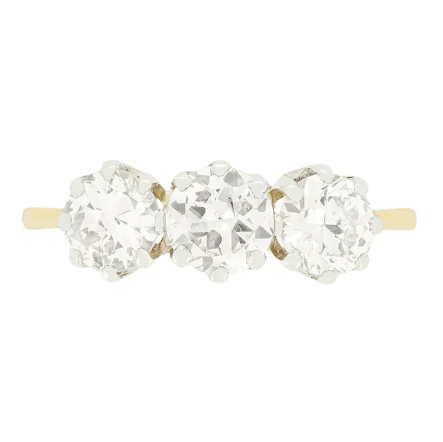 Late Deco 1.00ct Diamond Trilogy Ring, c.1930s