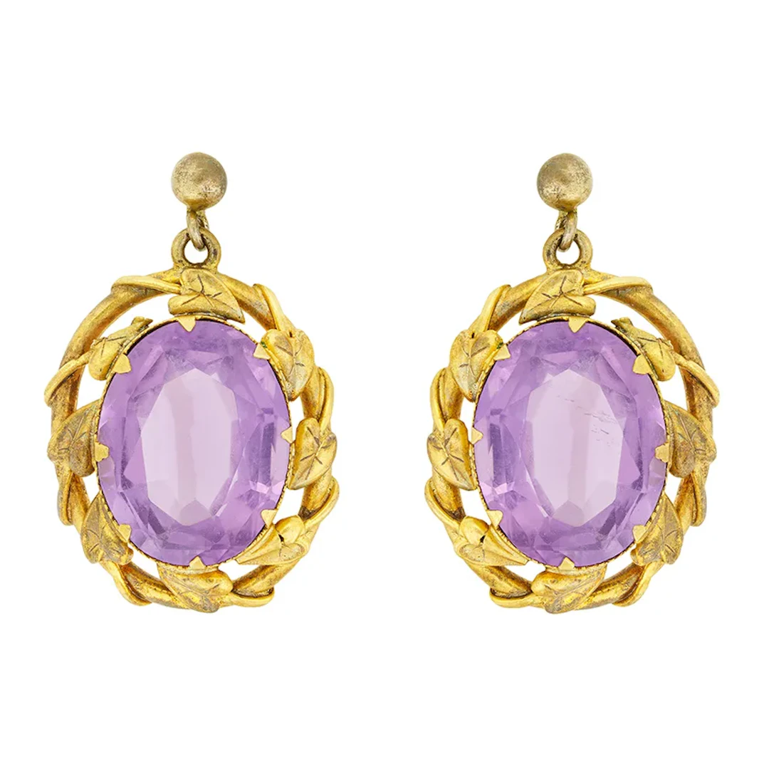 Victorian 10.00ct Amethyst Earrings, c.1880s