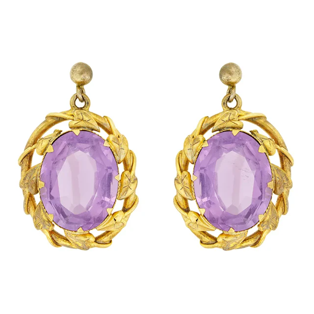 Victorian 10.00ct Amethyst Earrings, c.1880s