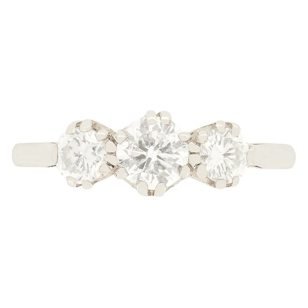 Late Deco 1.10ct Diamond Trilogy Ring, c.1940s