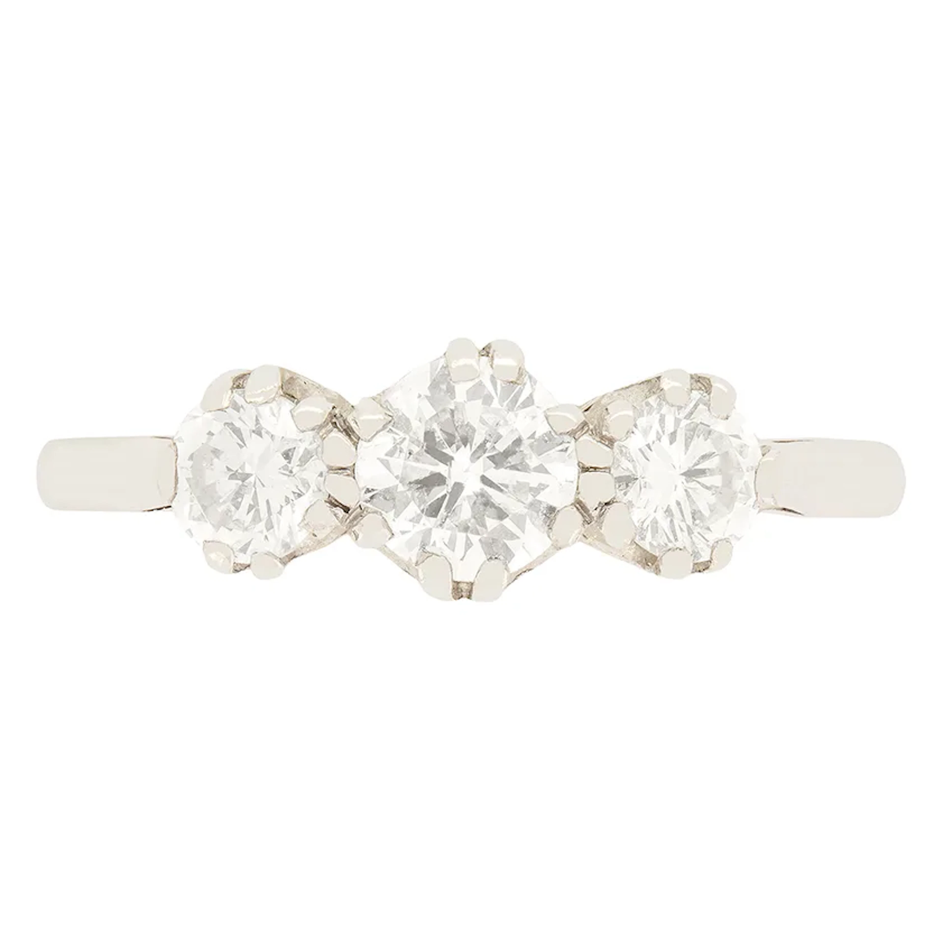 Late Deco 1.10ct Diamond Trilogy Ring, c.1940s