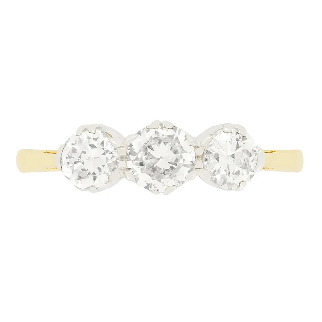 Art Deco 1.30ct Diamond Trilogy Ring, c.1930s