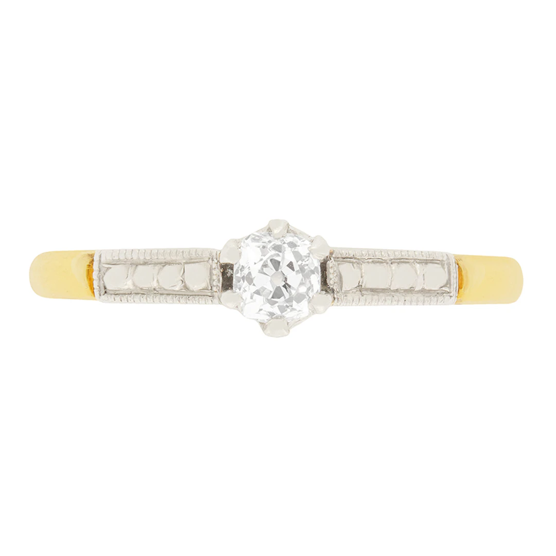 Edwardian 0.25ct Diamond Solitaire Engagement Ring, c.1910s