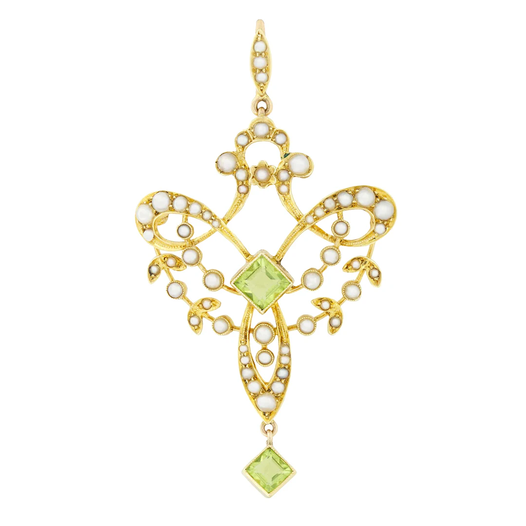 Victorian 1.25ct Peridot and Pearl Pendant, c.1880s