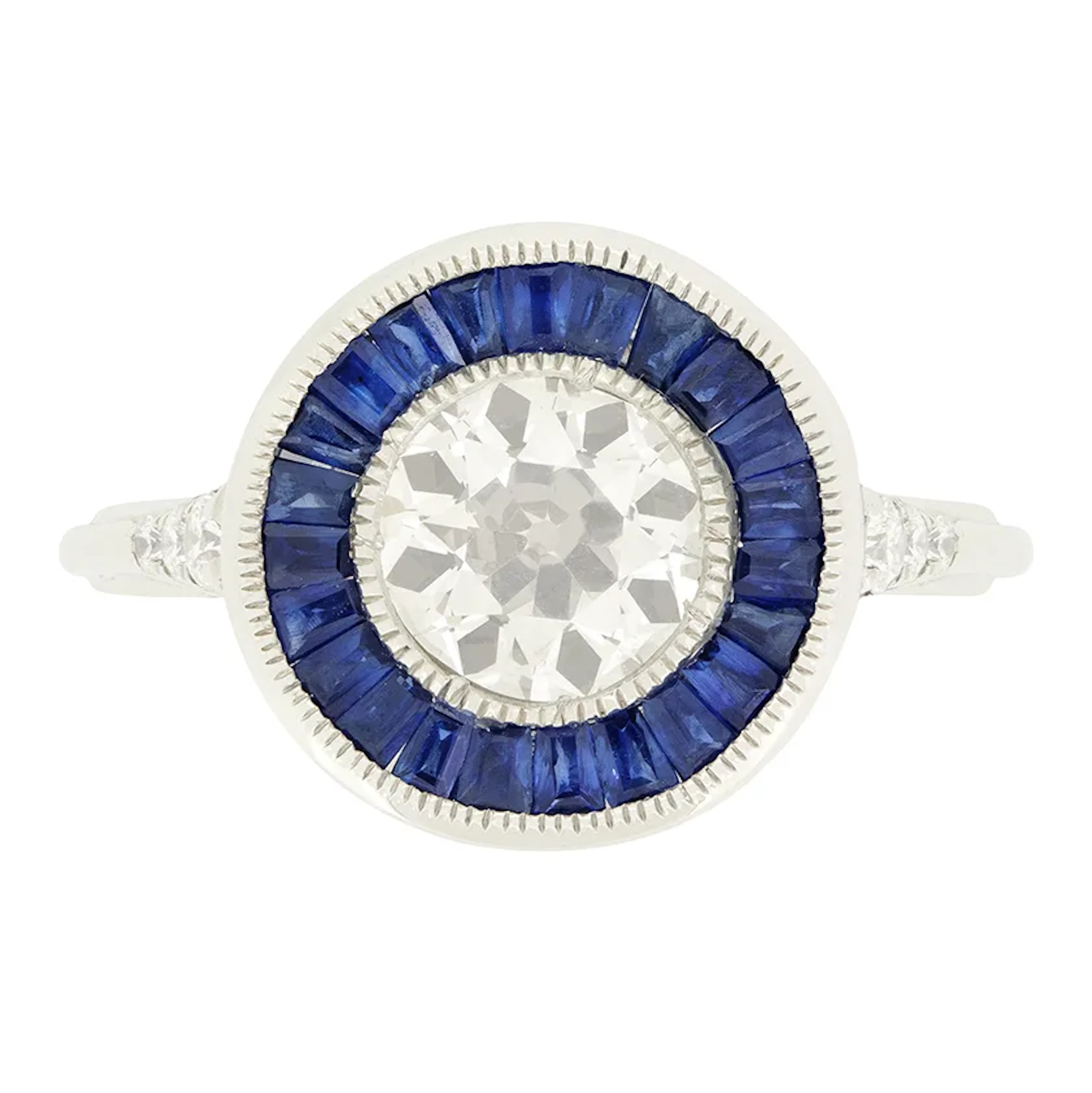Vintage 1.20ct Diamond and Sapphire Target Ring, c.1980s