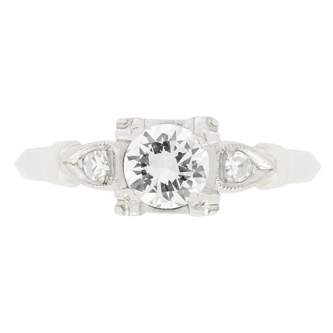 Late Deco 0.50ct Diamond Solitaire Ring, c.1940s