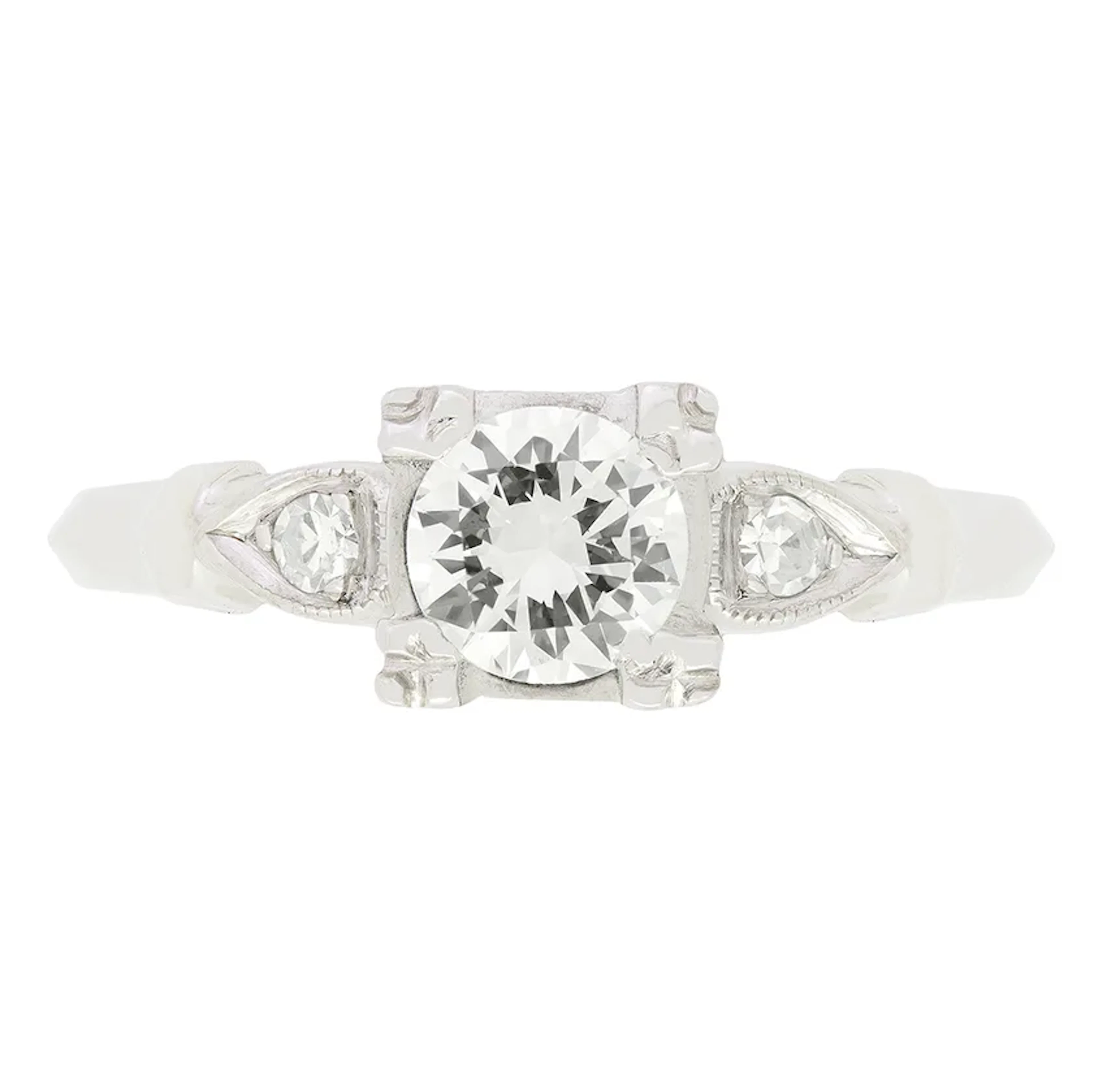 Late Deco 0.50ct Diamond Solitaire Ring, c.1940s