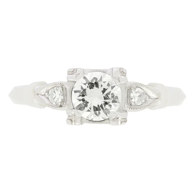 Late Deco 0.50ct Diamond Solitaire Ring, c.1940s