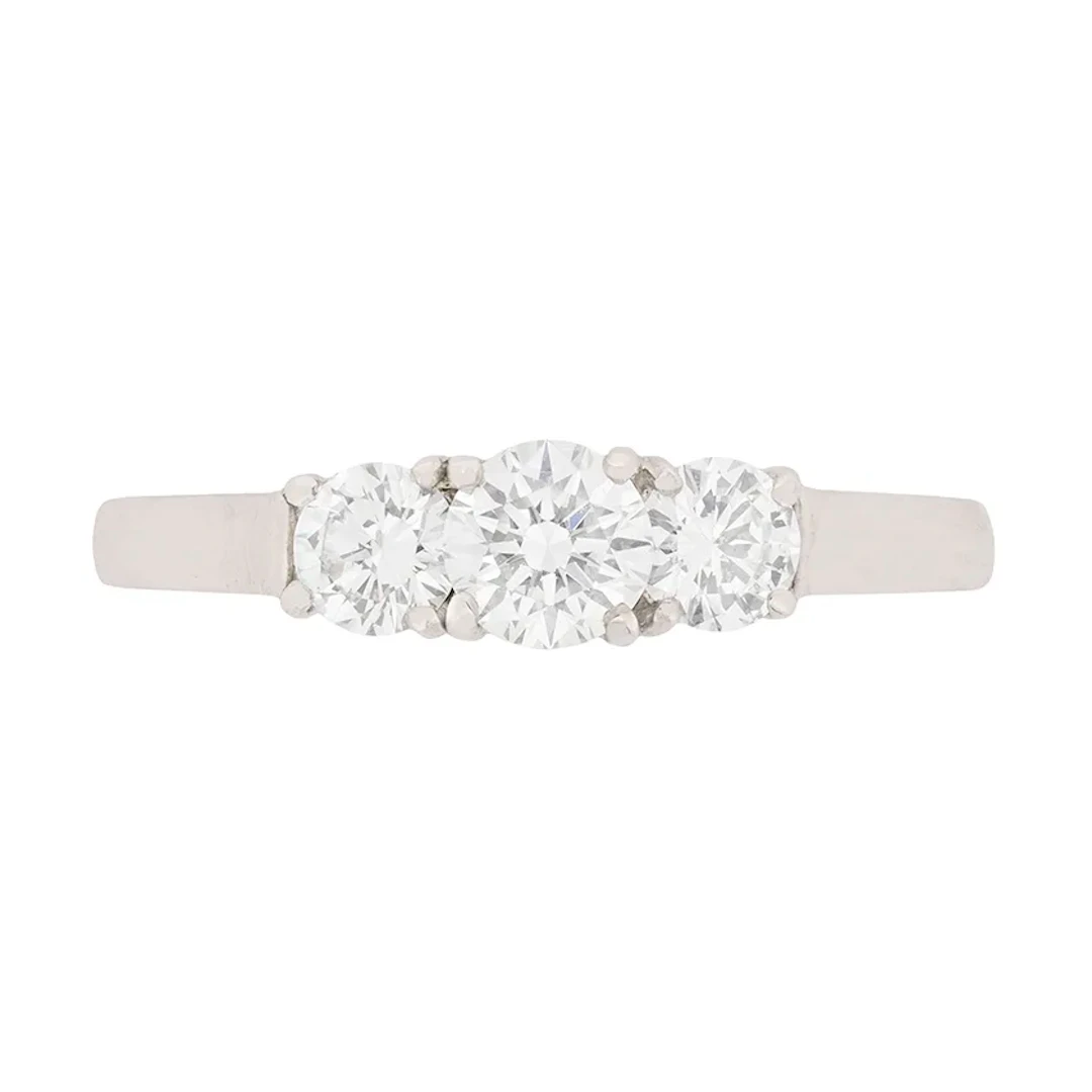 Contemporary Three Stone Diamond Engagement Ring