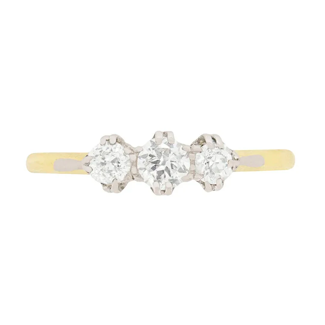 Edwardian Three Stone Diamond Engagement Ring, c.1910