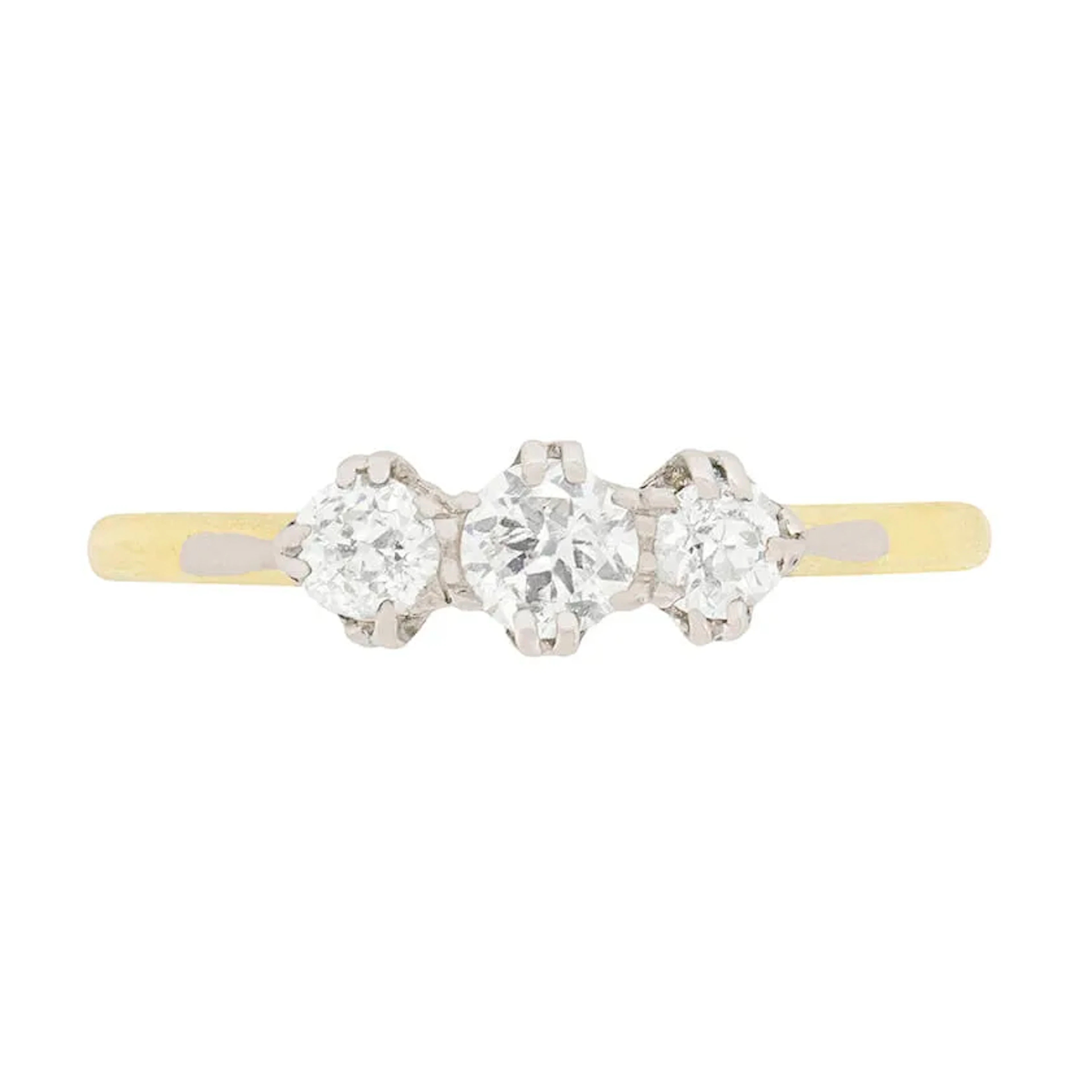 Edwardian Three Stone Diamond Engagement Ring, c.1910