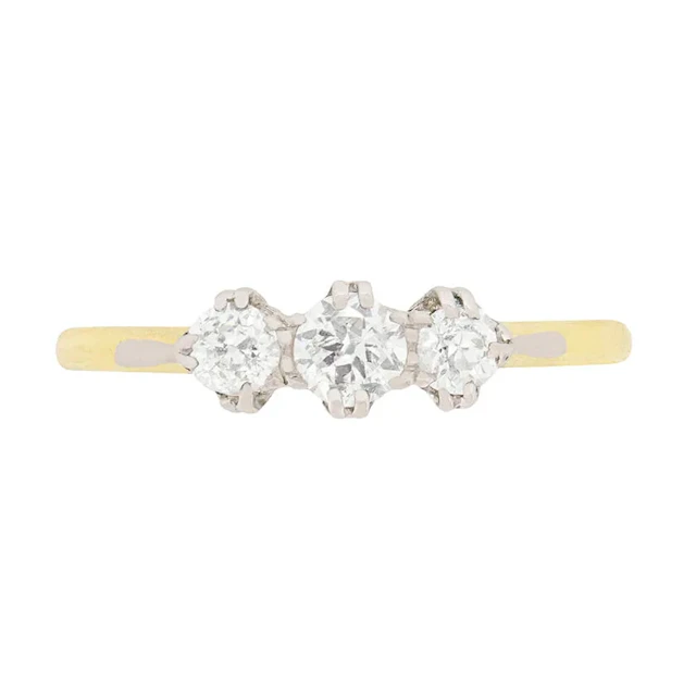 Edwardian Three Stone Diamond Engagement Ring, c.1910