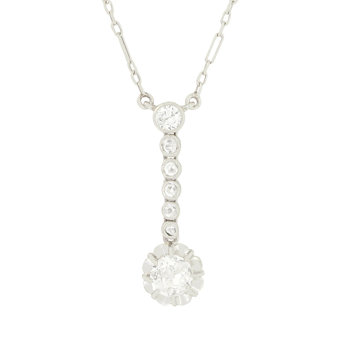 Art Deco 0.50ct Diamond Drop Necklace, c.1920s