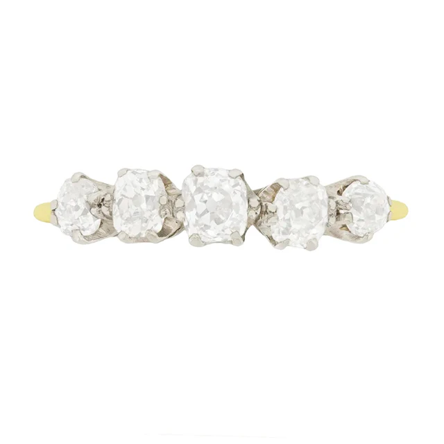 Art Deco 1.20ct Five Stone Diamond Ring, c.1920s