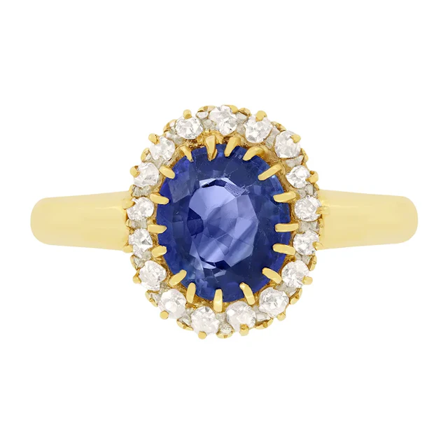 Victorian 2.00ct Sapphire and Diamond Cluster Ring, c.1880s