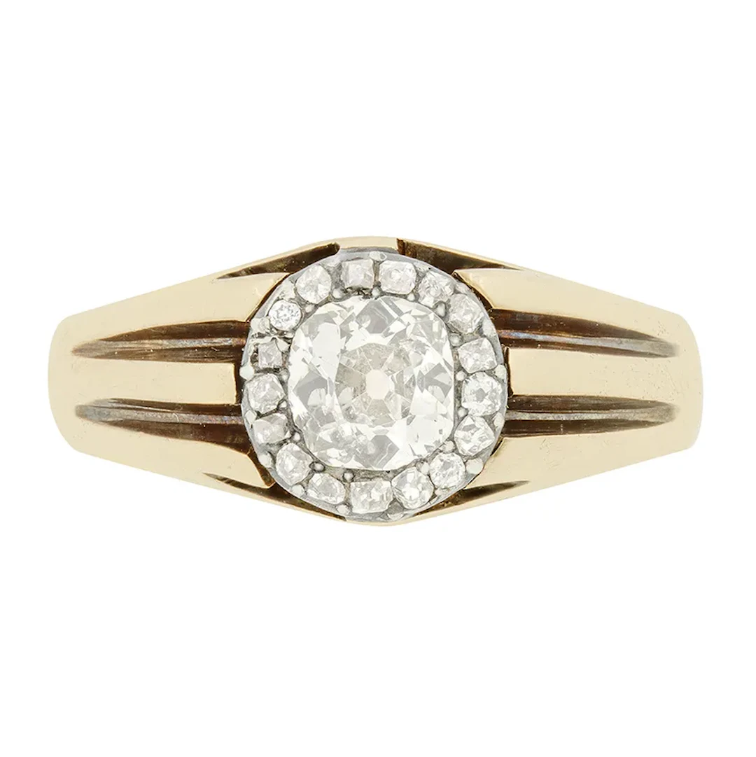 Victorian 0.85ct Diamond Signet Ring, c.1880s