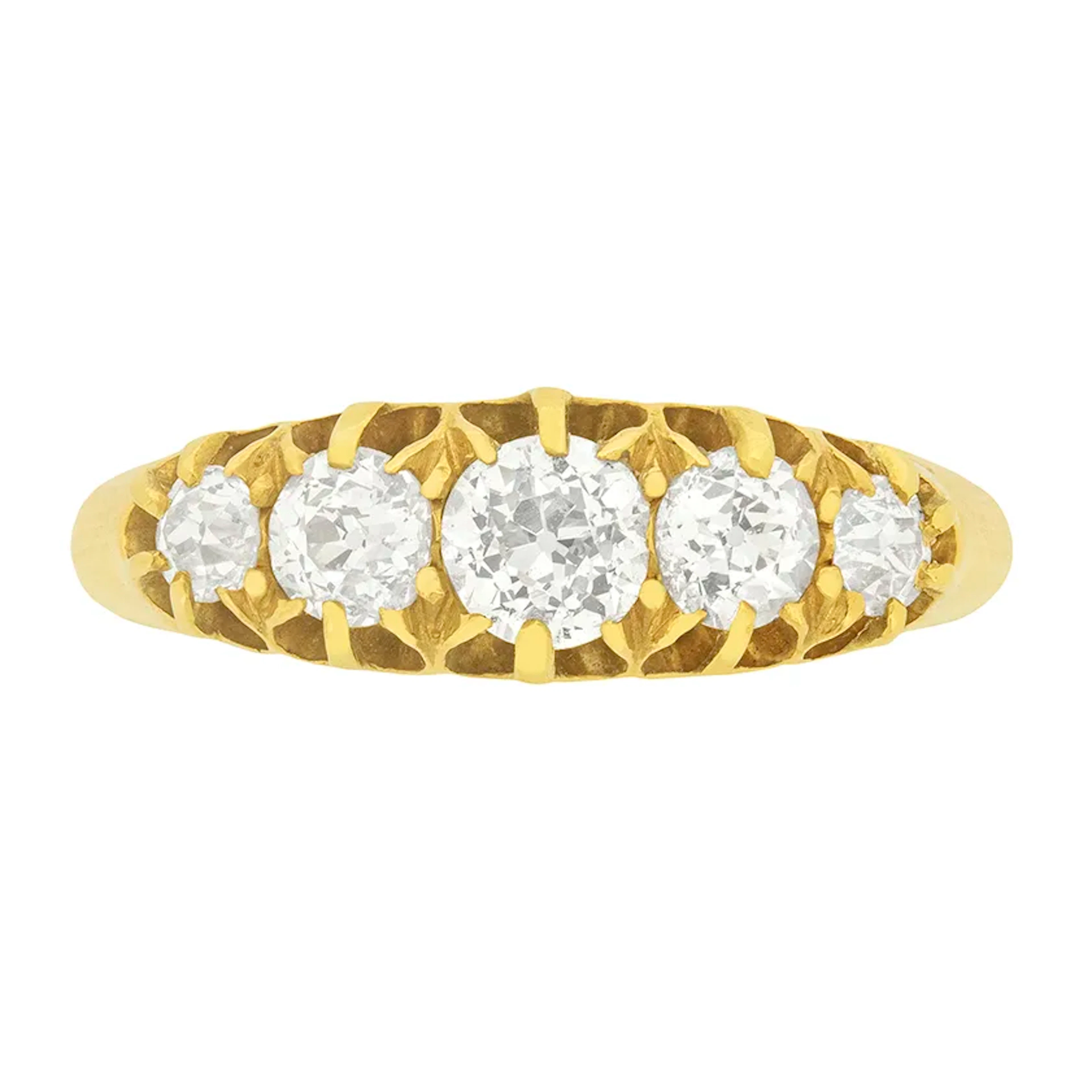 Late Victorian 1.45ct Old Cut Five Stone Diamond Ring, c.1900s