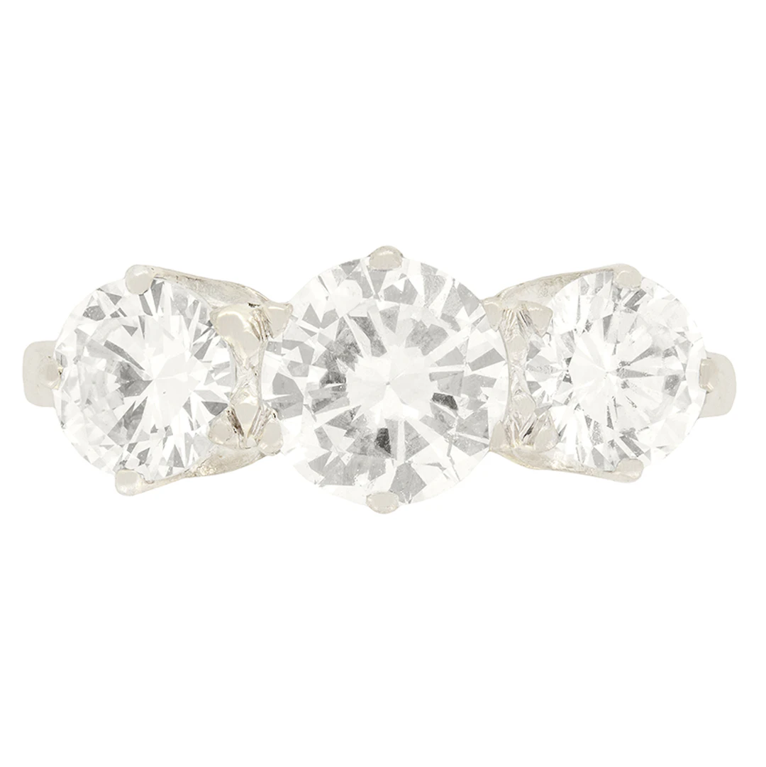 Art Deco 1.80ct Diamond Three Stone Ring, c.1930s