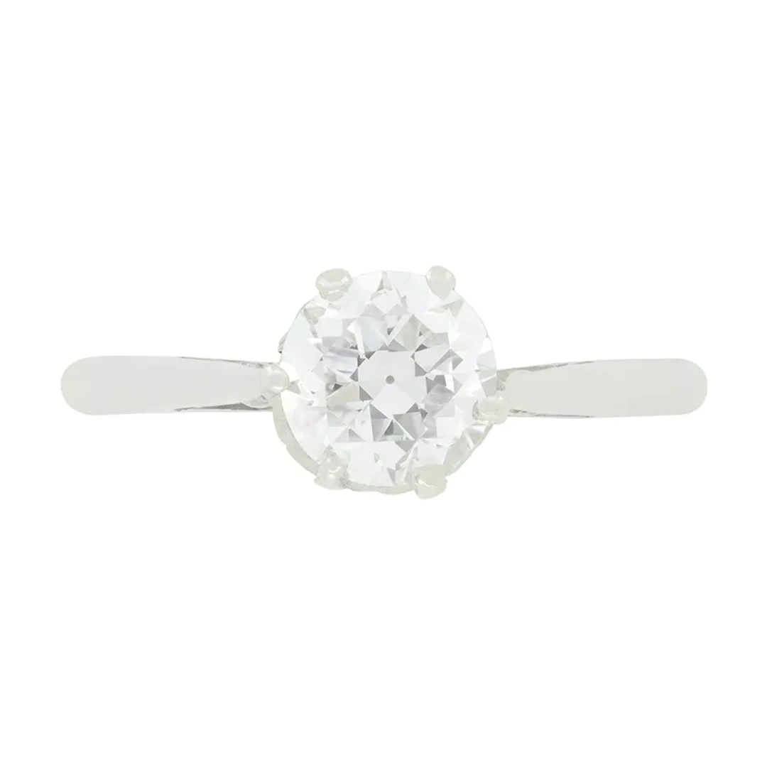 Art Deco 0.97ct Diamond Solitaire Ring, c.1920s