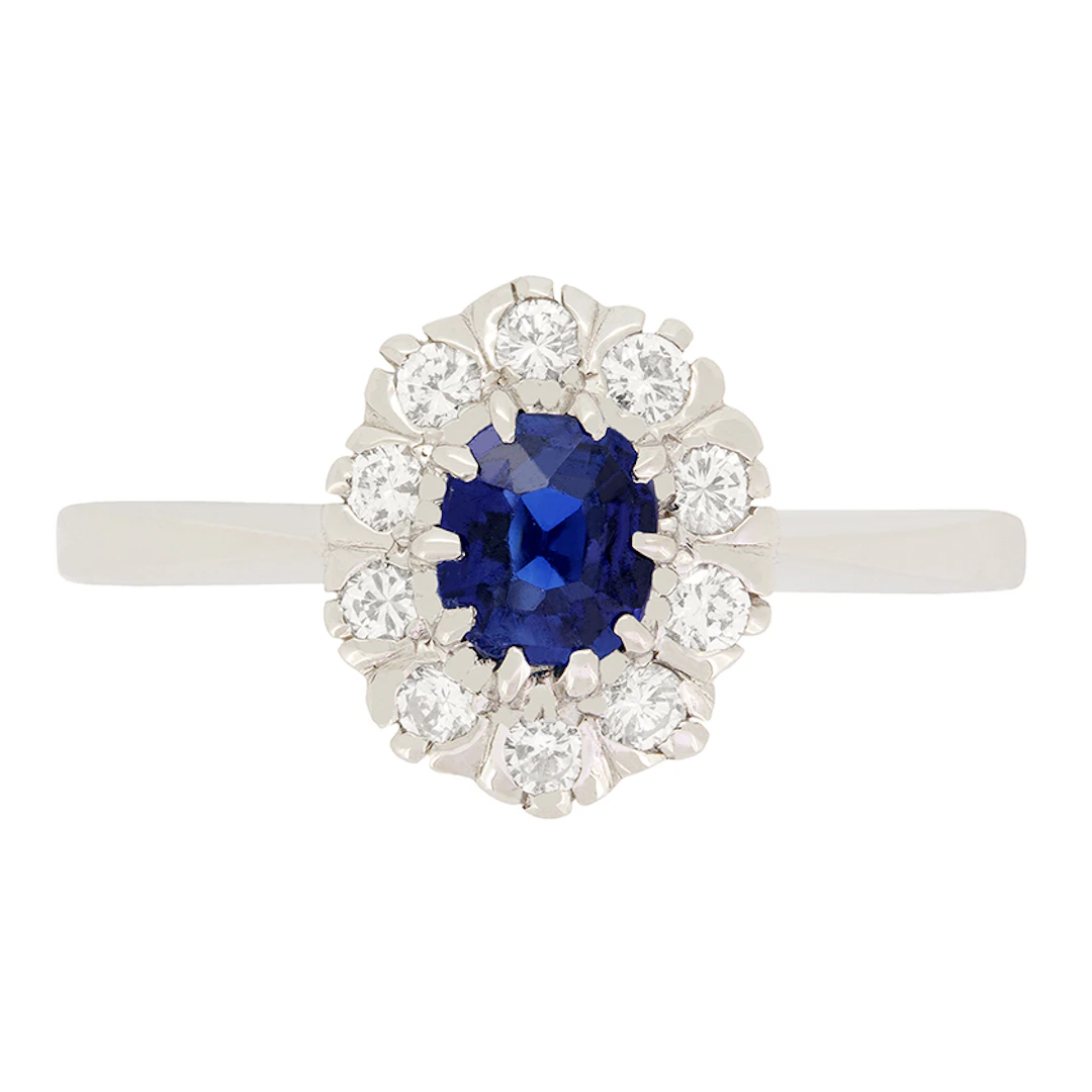 Vintage 0.50ct Sapphire and Diamond Cluster Ring, c.1970s